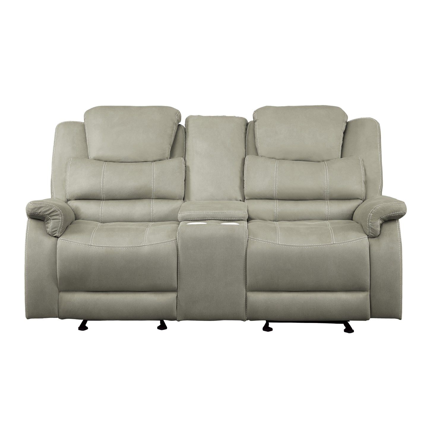 Homelegance Shola Glider Reclining in Gray with Center Console 9848GY-2