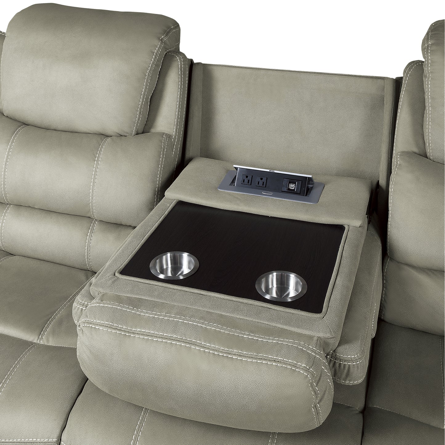 Homelegance Shola Gray Polished Microfiber Double Reclining Sectional Sofa 9848GY-3