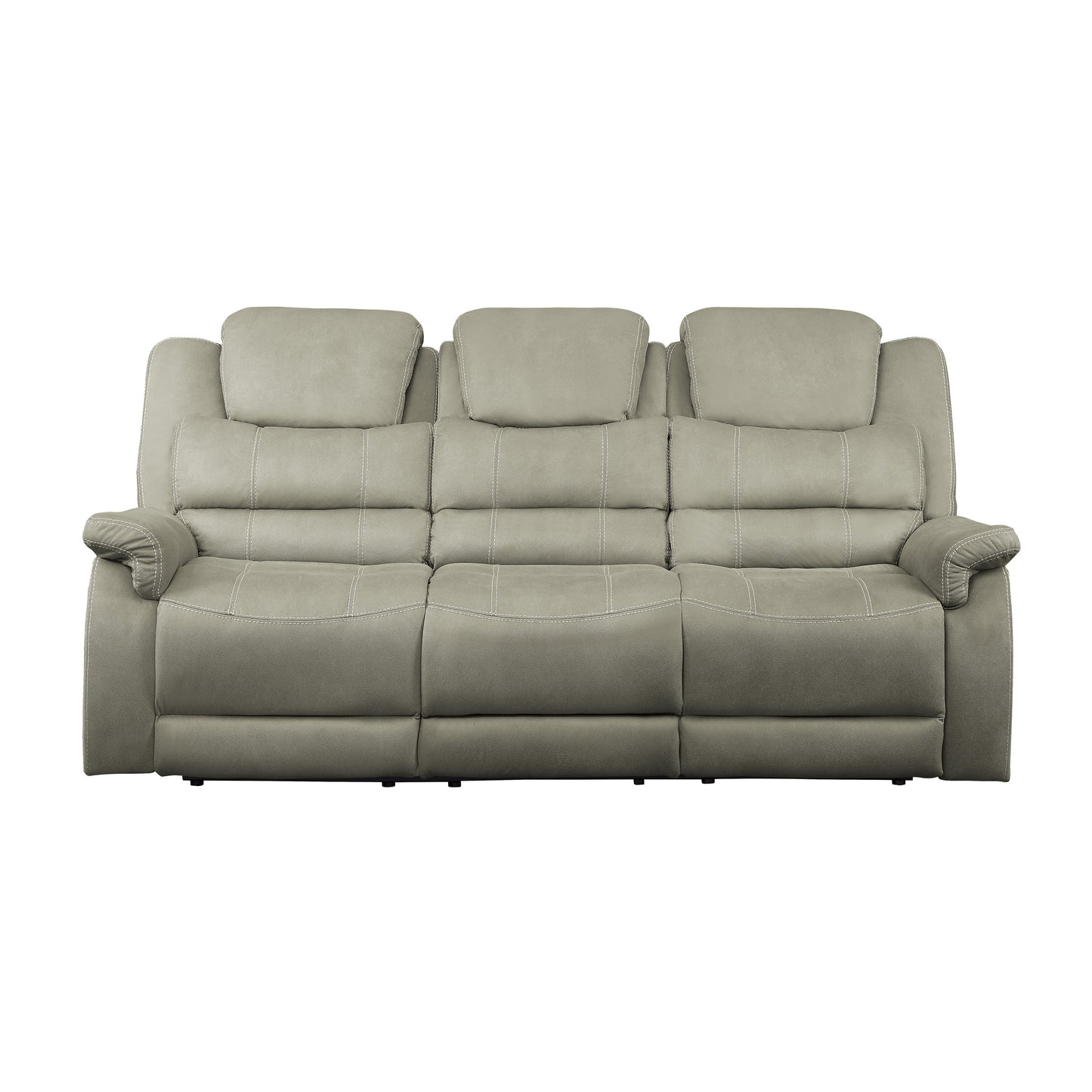 Homelegance Shola Gray Polished Microfiber Double Reclining Sectional Sofa 9848GY-3