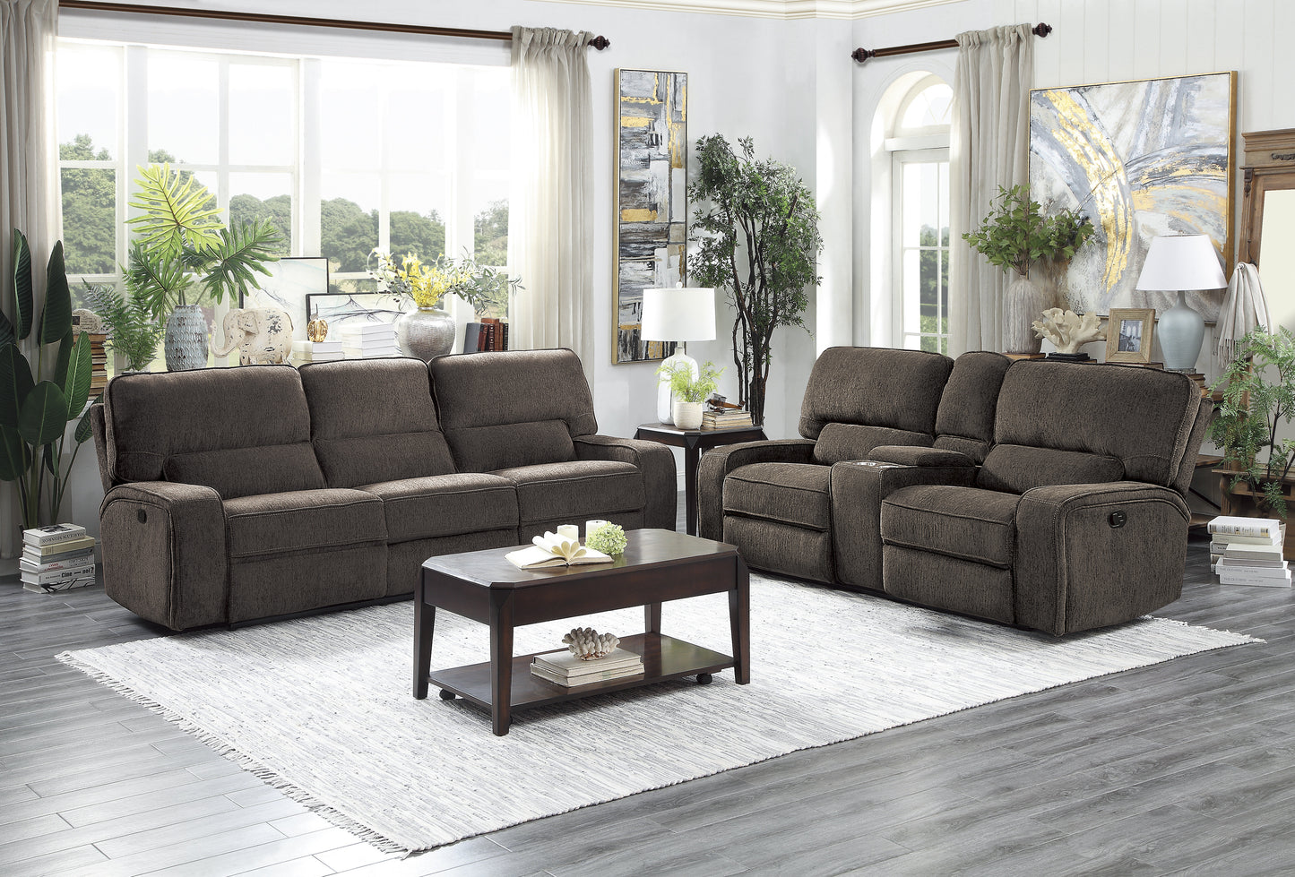 Homelegance Borneo Sectional Sofa in Luxurious Chocolate Chenille 9849CH-3