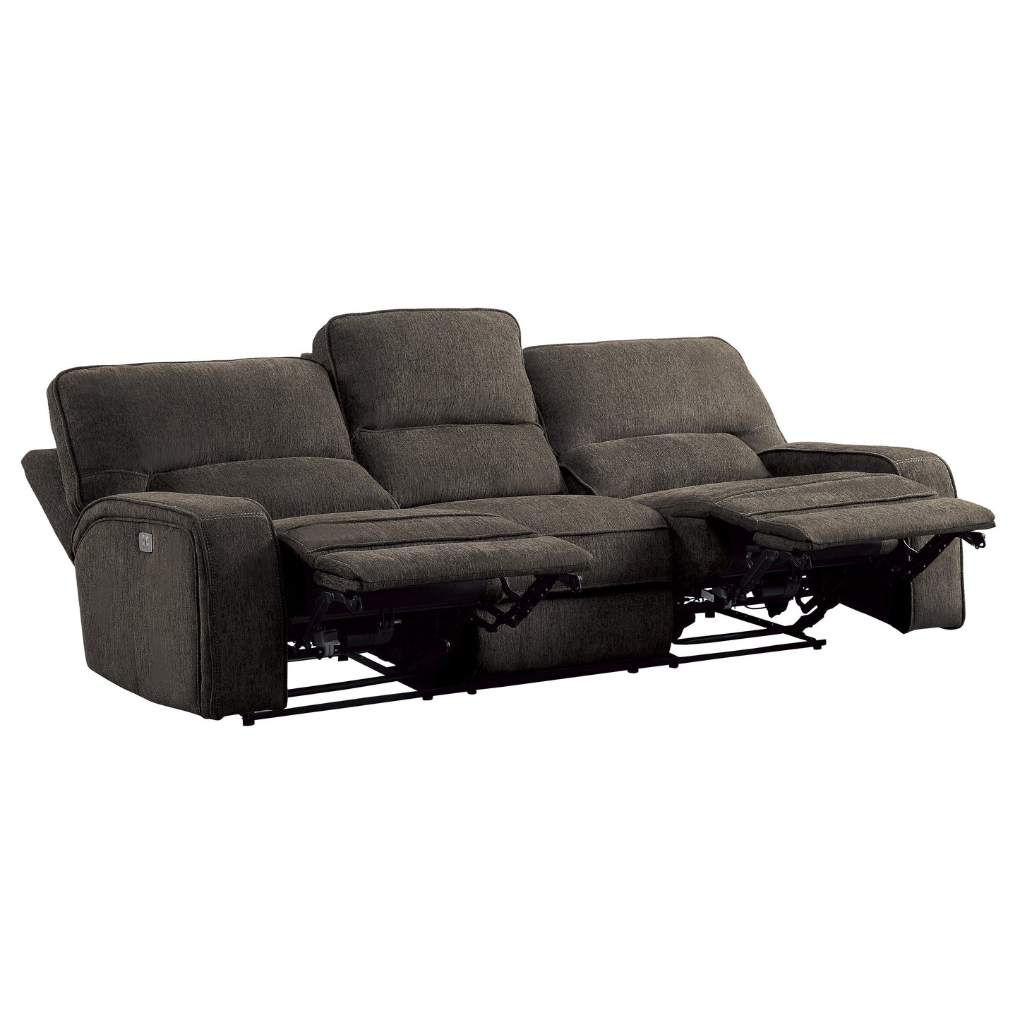 Homelegance Borneo Sectional Sofa in Chocolate Chenille with Power Recline 9849CH-3PWH