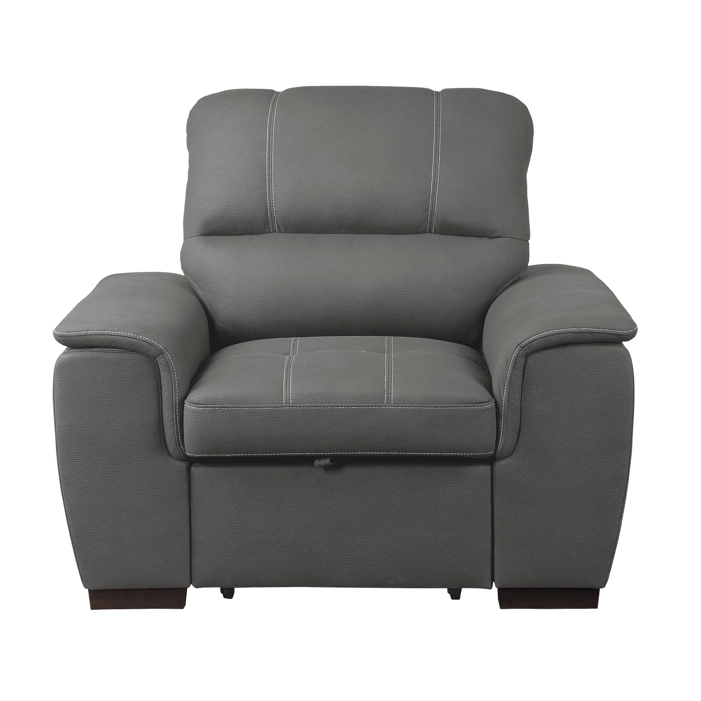 Homelegance Accent Chair with Pull-out Ottoman Textured Microfiber Gray 9858GY-1