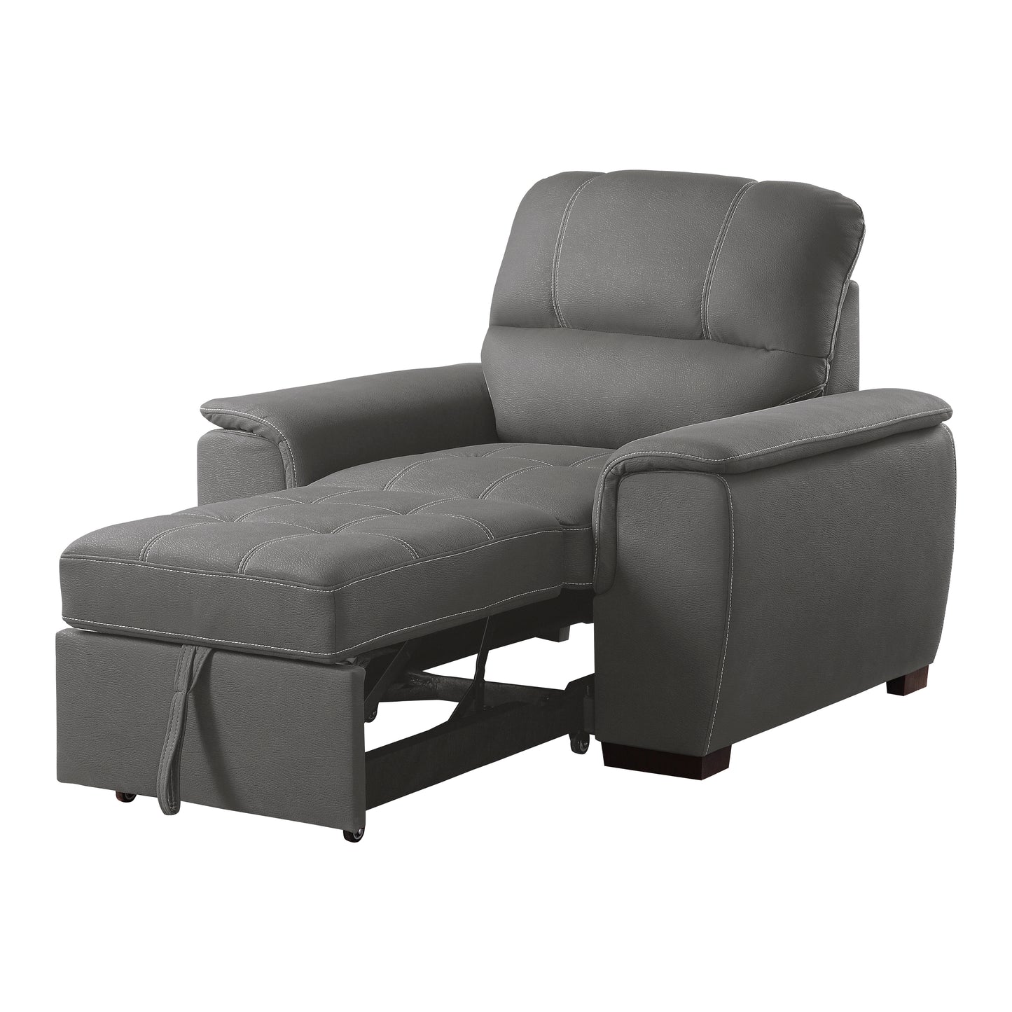 Homelegance Accent Chair with Pull-out Ottoman Textured Microfiber Gray 9858GY-1