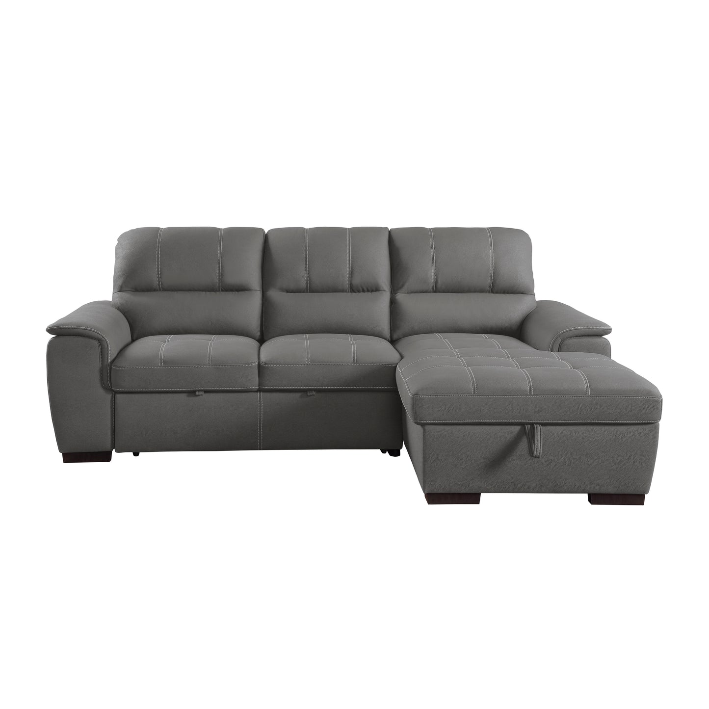 Homelegance Andes Gray Textured Microfiber Sectional Sofa with Pull-Out Bed 9858GY-SC