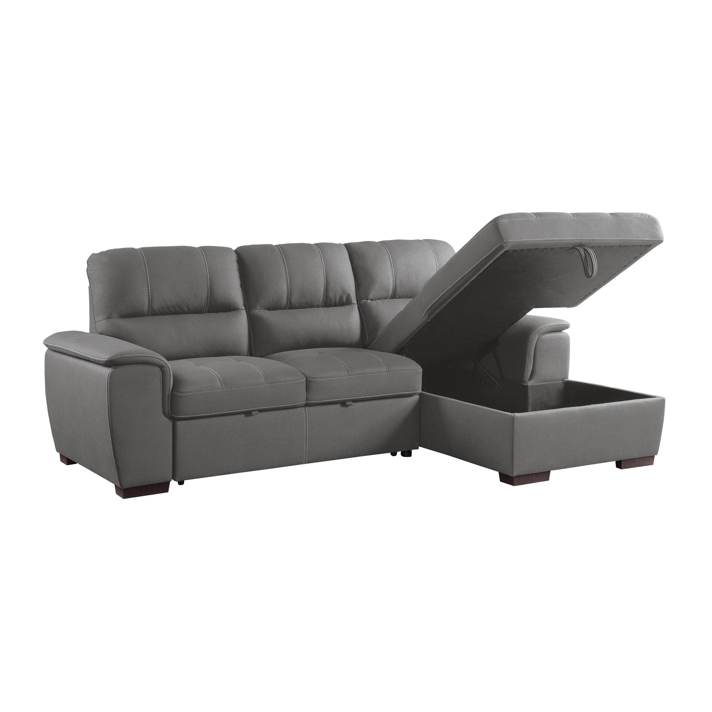 Homelegance Andes Gray Textured Microfiber Sectional Sofa with Pull-Out Bed 9858GY-SC