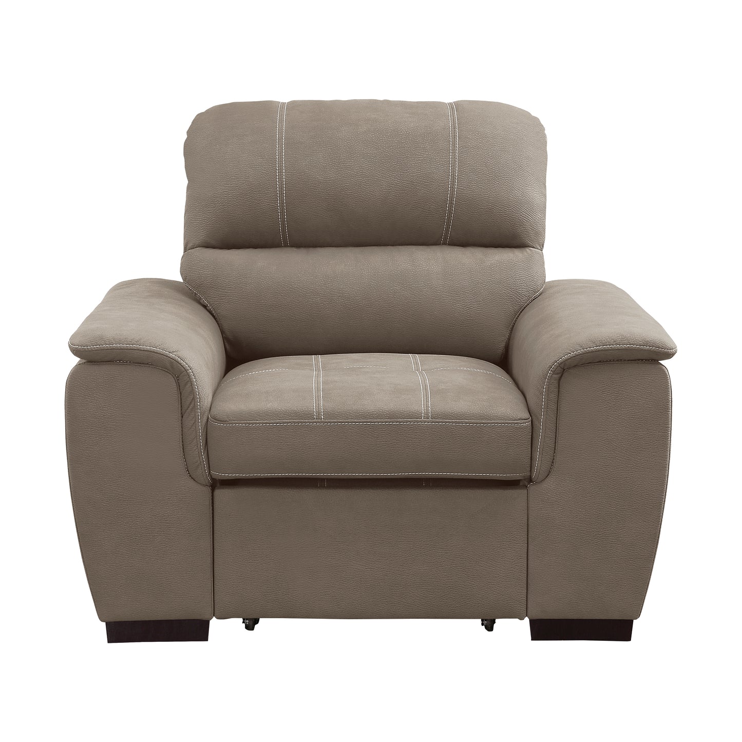 Homelegance Accent Chair with Pull-out Ottoman in Textured Microfiber Taupe 9858TP-1