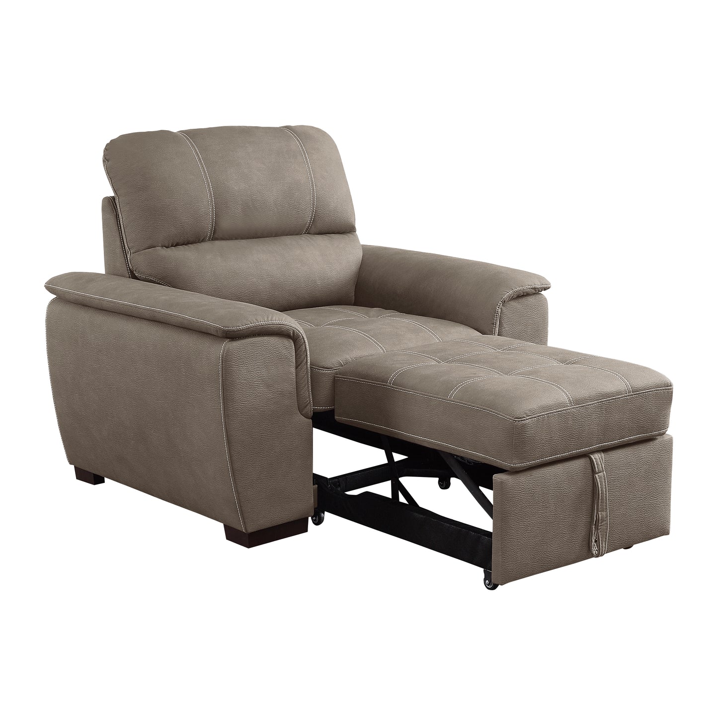 Homelegance Accent Chair with Pull-out Ottoman in Textured Microfiber Taupe 9858TP-1