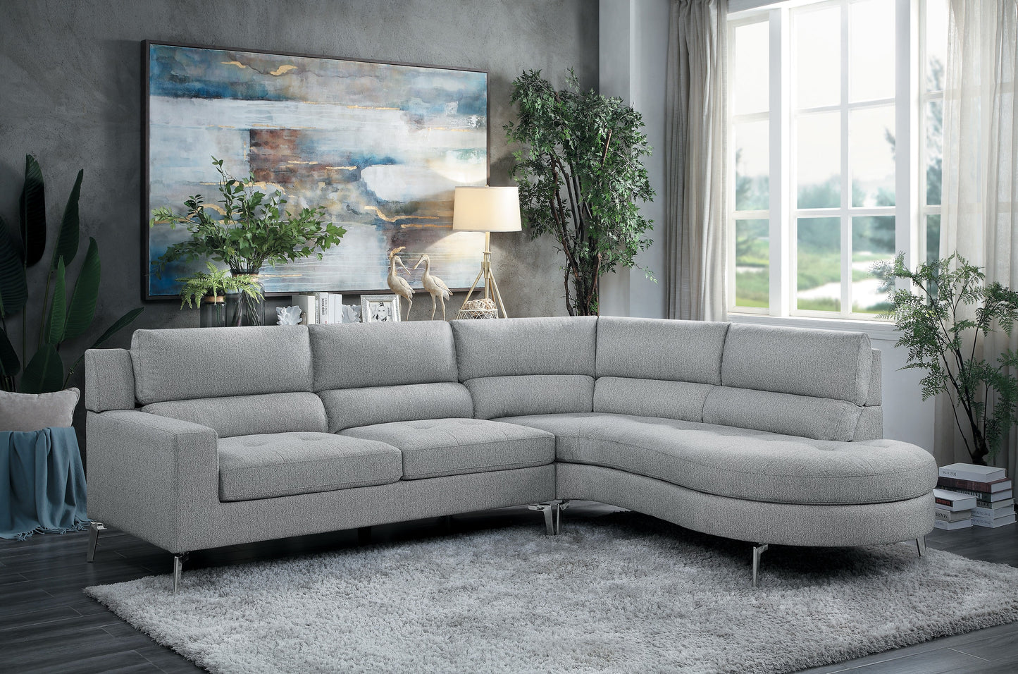 Homelegance Bonita Sectional Sofa in Gray 9879GY-SC