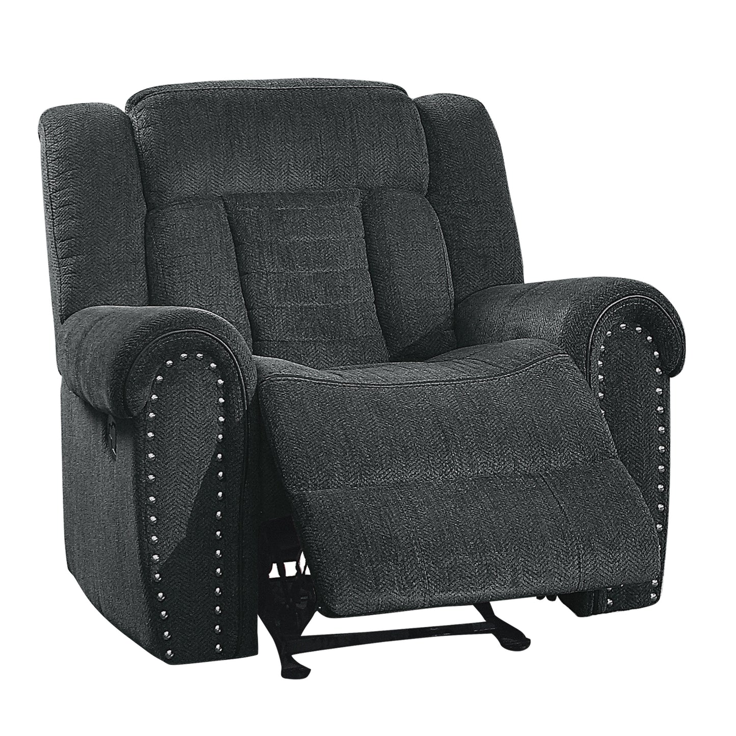 Homelegance Nutmeg Glider Recliner Charcoal Gray Upholstered Reclining Chair 9901CC-1