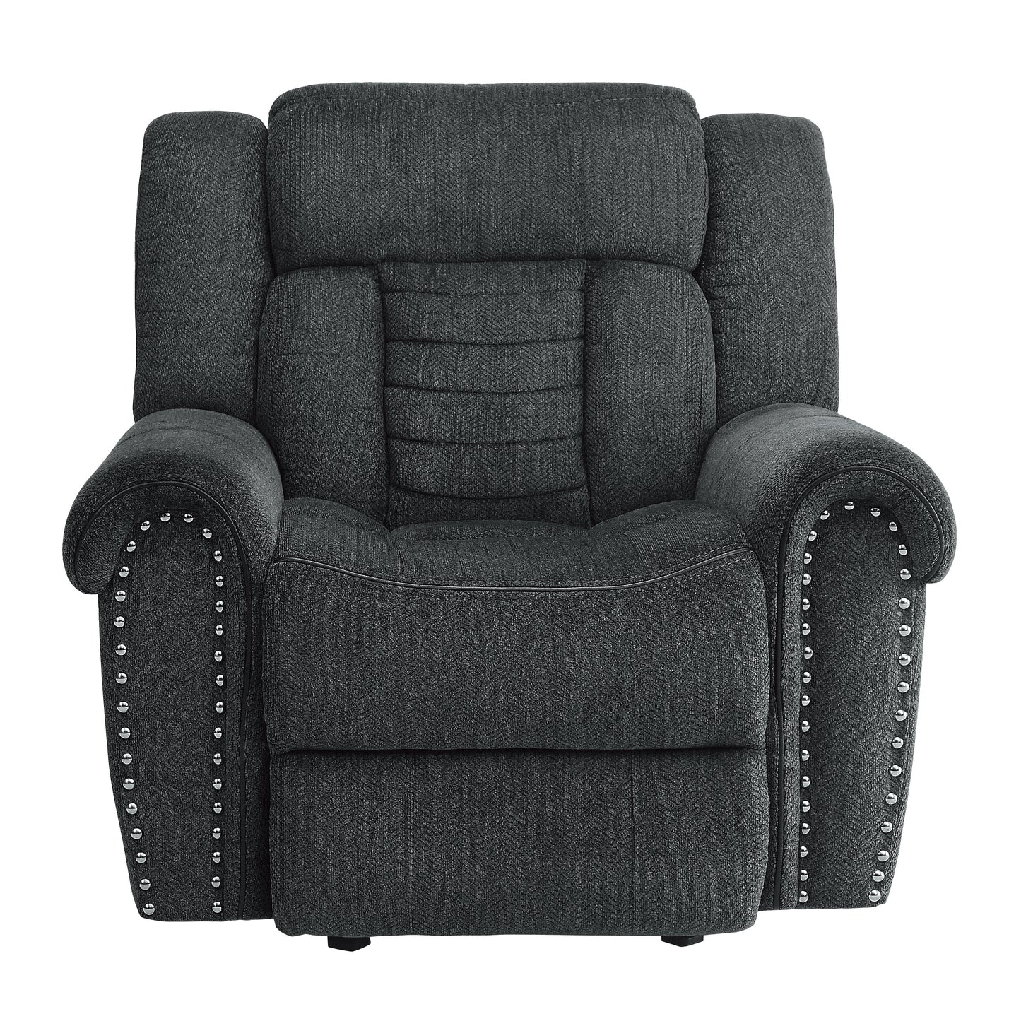 Homelegance Nutmeg Glider Recliner Charcoal Gray Upholstered Reclining Chair 9901CC-1