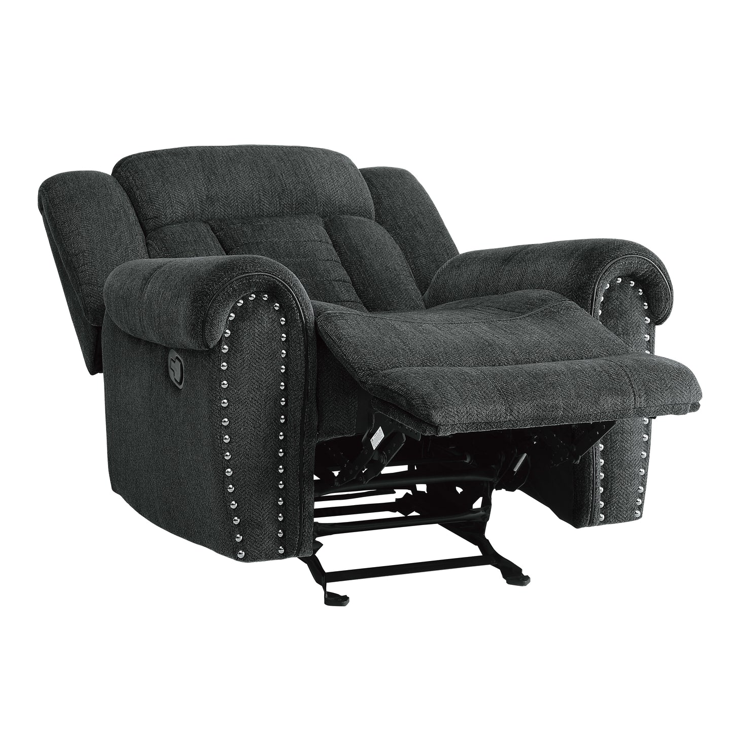 Homelegance Nutmeg Glider Recliner Charcoal Gray Upholstered Reclining Chair 9901CC-1