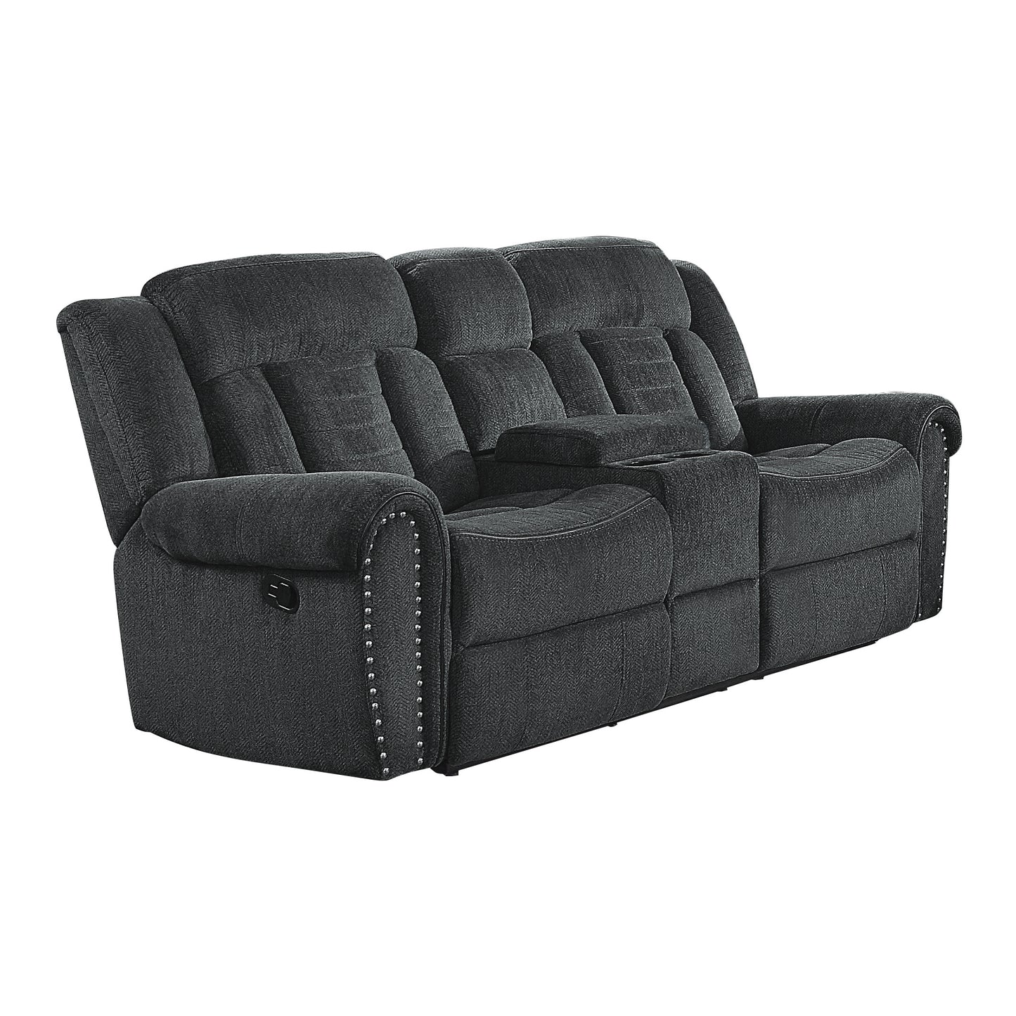 Homelegance Nutmeg Loveseat Reclining with Center Console in Charcoal Gray 9901CC-2