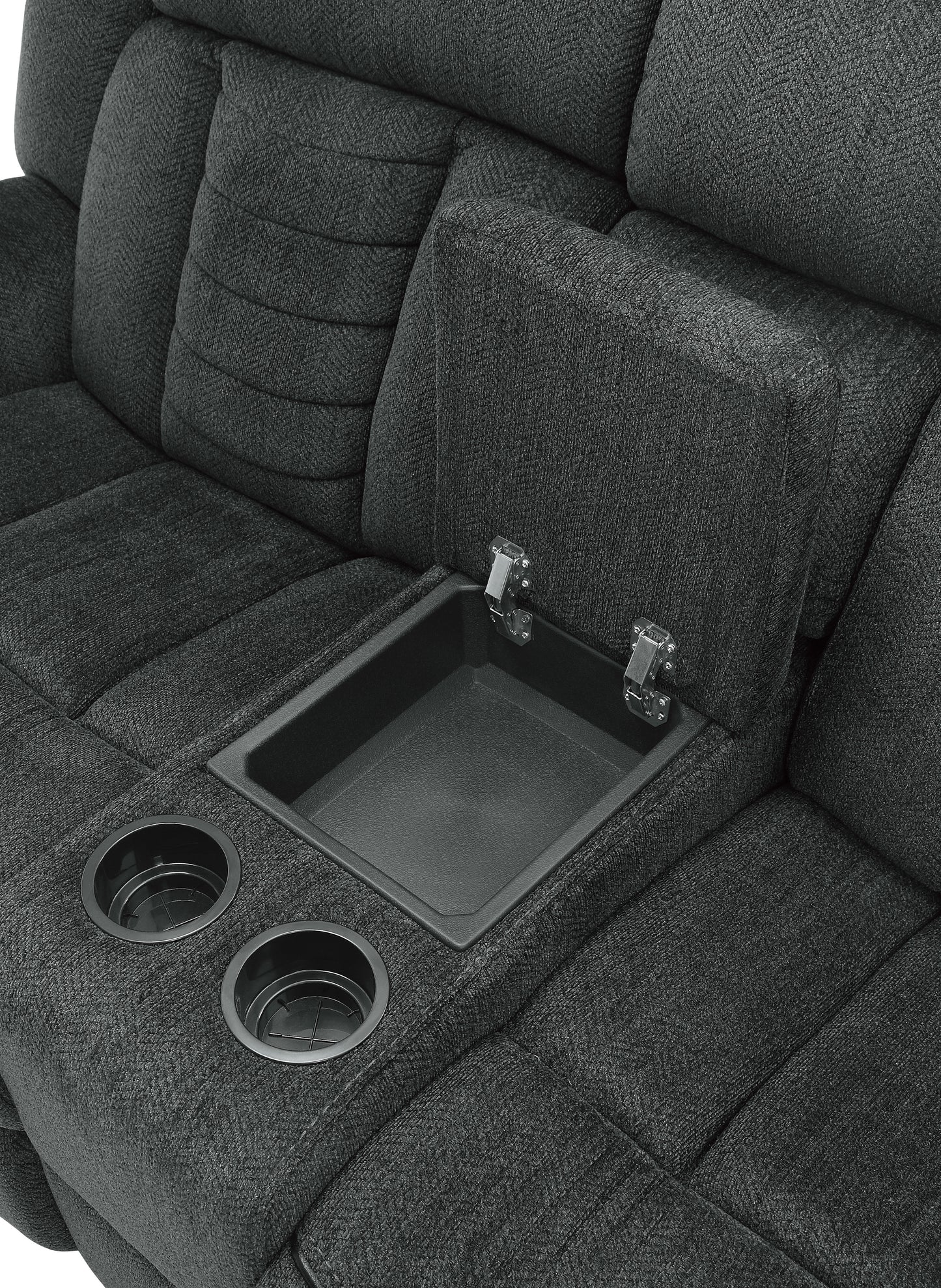 Homelegance Nutmeg Loveseat Reclining with Center Console in Charcoal Gray 9901CC-2