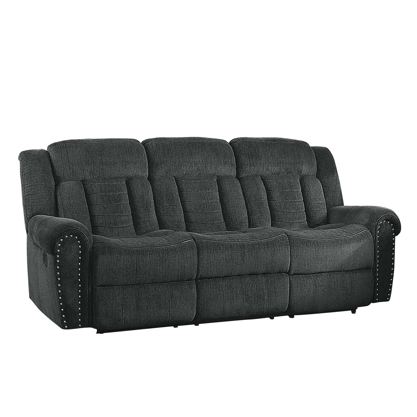 Homelegance Nutmeg Sectional Sofa Charcoal Gray Double Recliner 9901CC-3