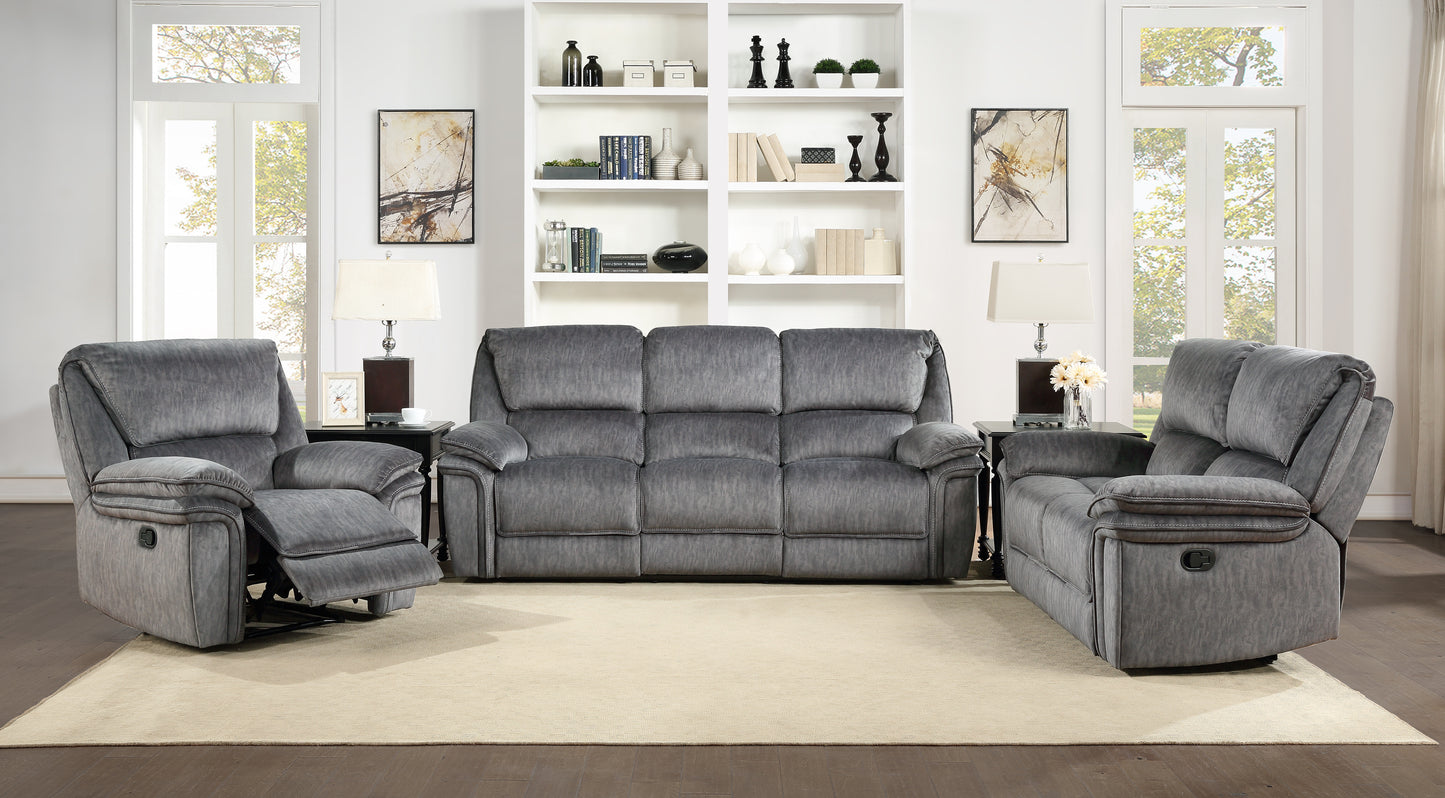 Homelegance Muirfield Reclining Chair in Gray Textured Microfiber 9913-1
