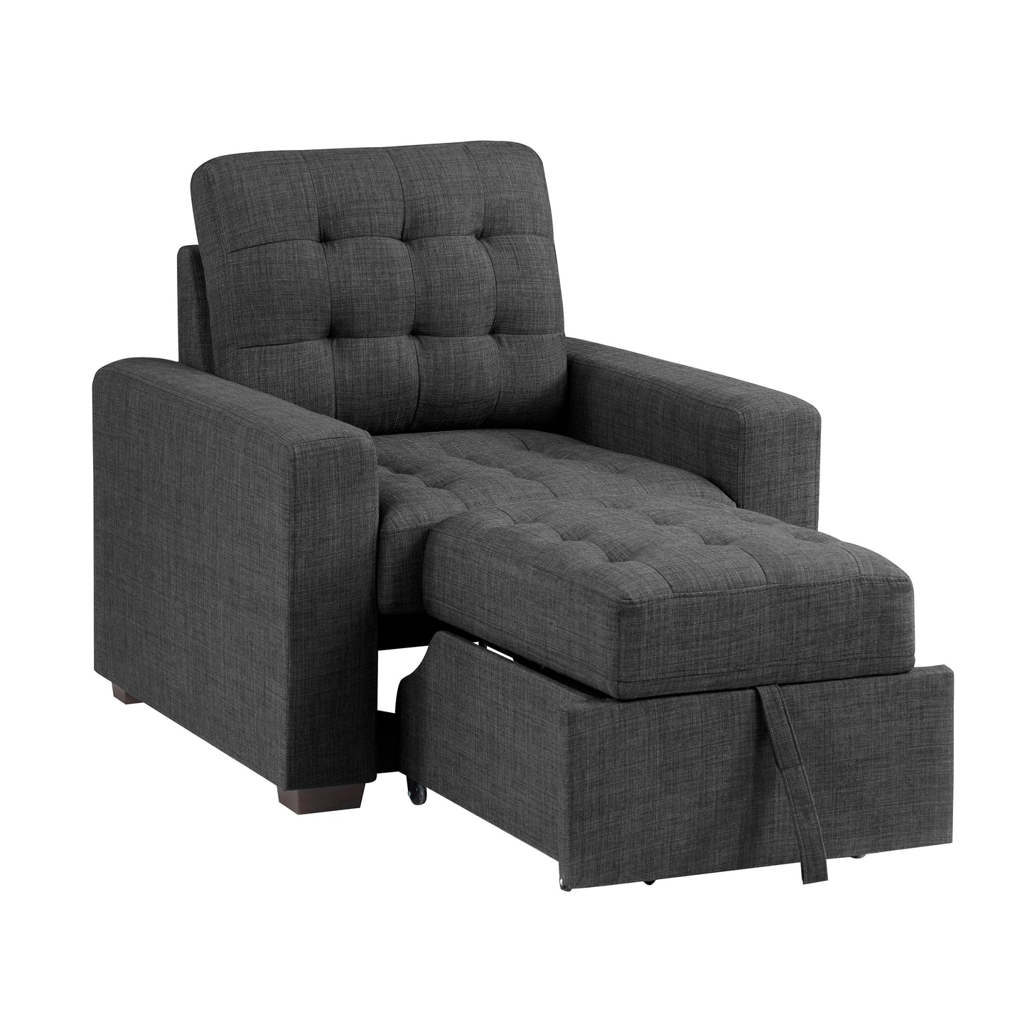 Homelegance McCafferty Accent Chair with Pull-out Ottoman in Dark Gray 9916DG-1