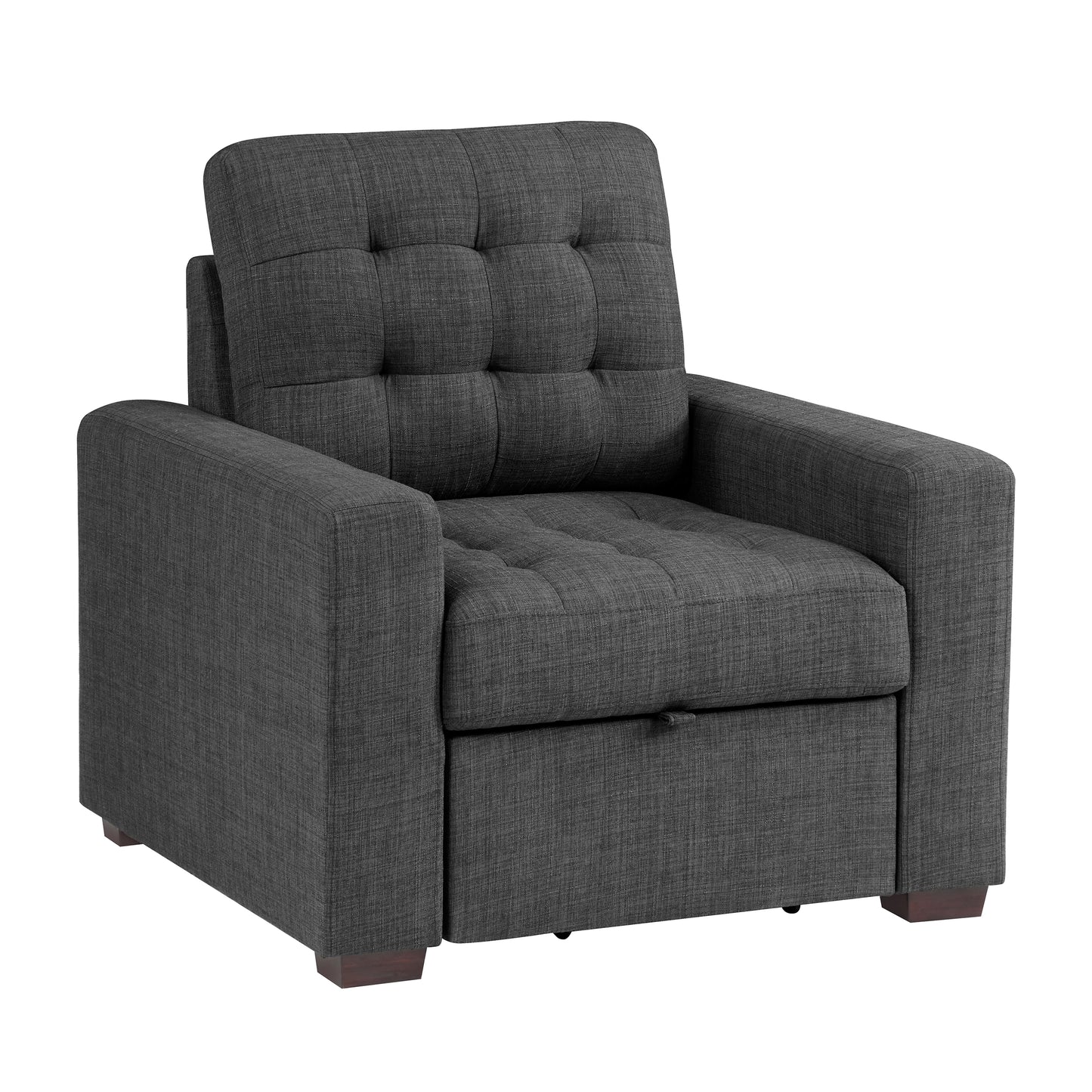 Homelegance McCafferty Accent Chair with Pull-out Ottoman in Dark Gray 9916DG-1