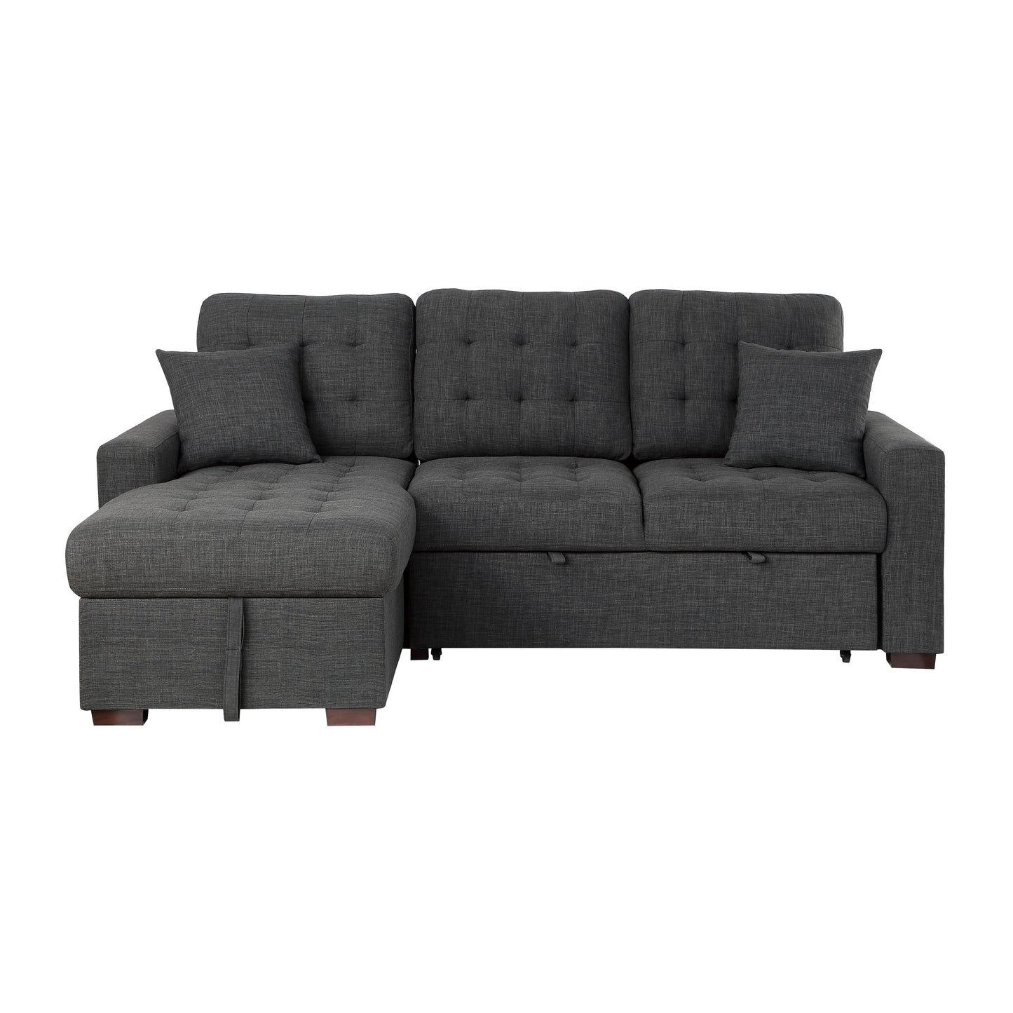 Homelegance McCafferty Dark Gray Sectional Sofa with Pull-Out Bed 9916DG-2LCRL