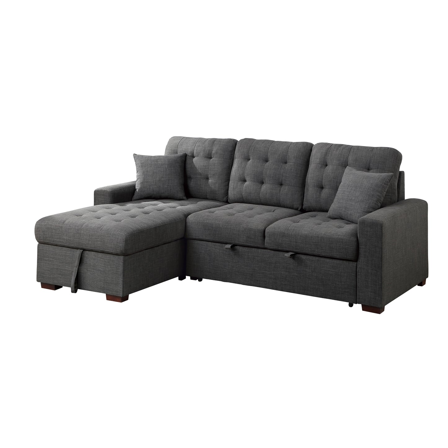 Homelegance McCafferty Dark Gray Sectional Sofa with Pull-Out Bed 9916DG-2LCRL