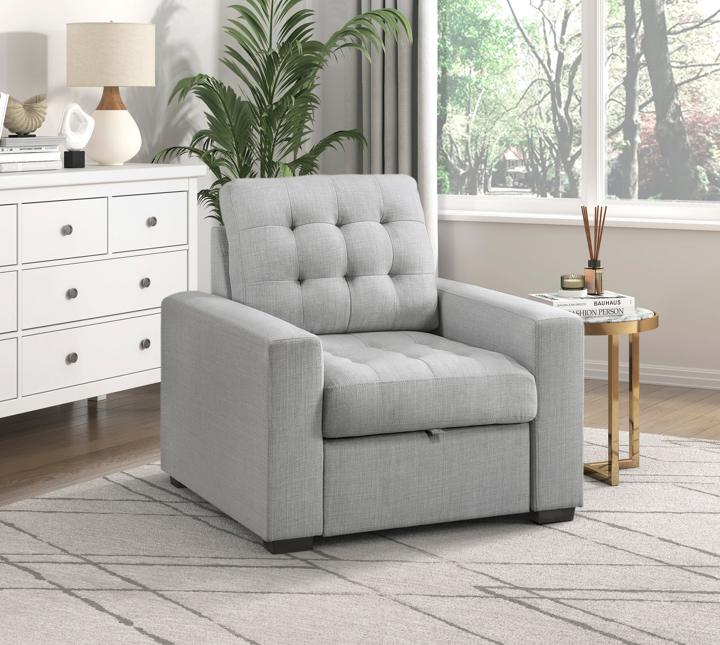 Homelegance McCafferty Accent Chair with Pull-out Ottoman in Gray 9916GY-1