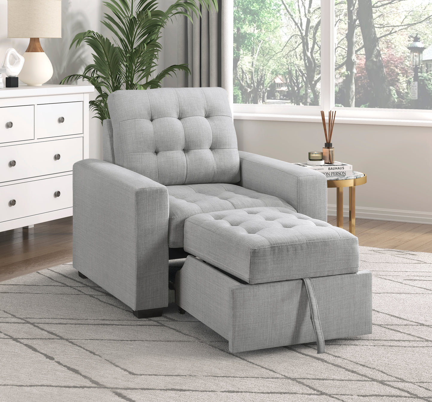 Homelegance McCafferty Accent Chair with Pull-out Ottoman in Gray 9916GY-1