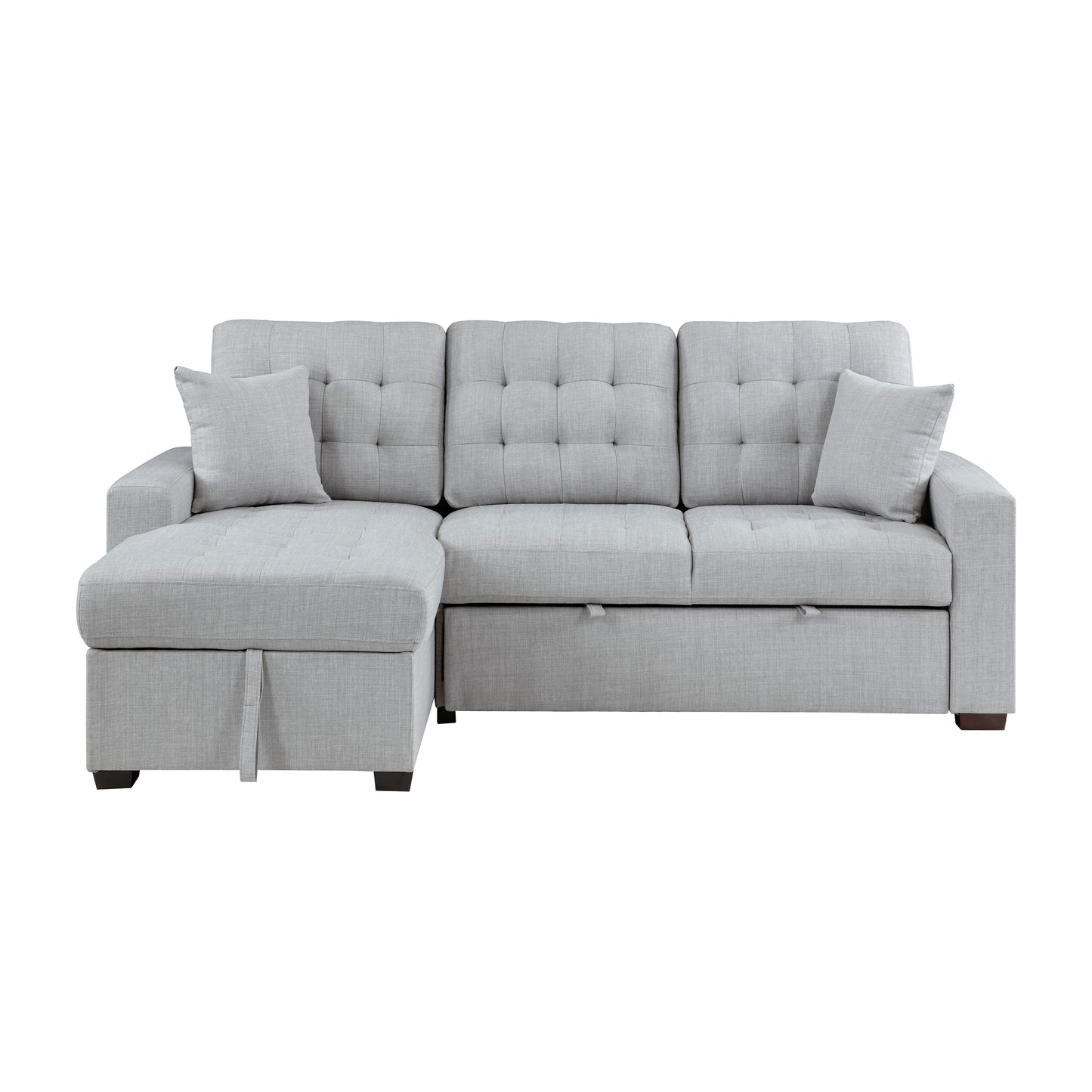 Homelegance McCafferty Gray Sectional Sofa with Pull-Out Bed and Storage 9916GY-2LCRL