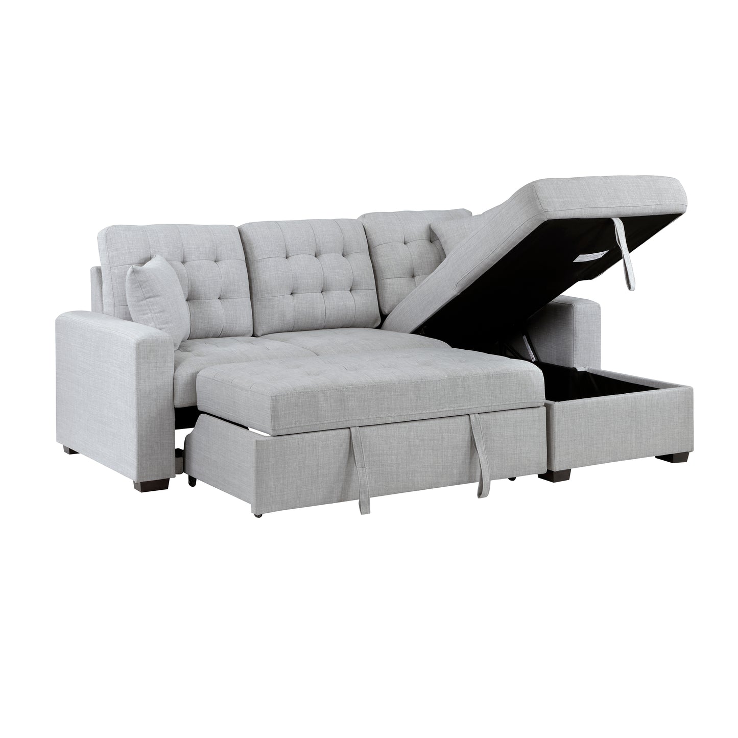 Homelegance McCafferty Gray Textured 2-Piece Sectional Sofa with Trundle Bed 9916GY-2LLRC
