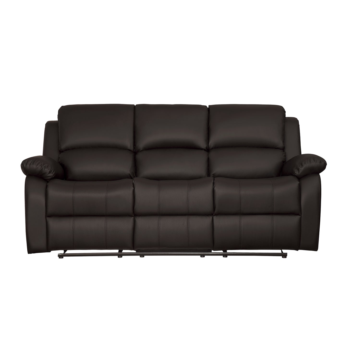Homelegance Clarkdale Dark Brown Faux Leather Double Reclining Sofa 9928DBR-3