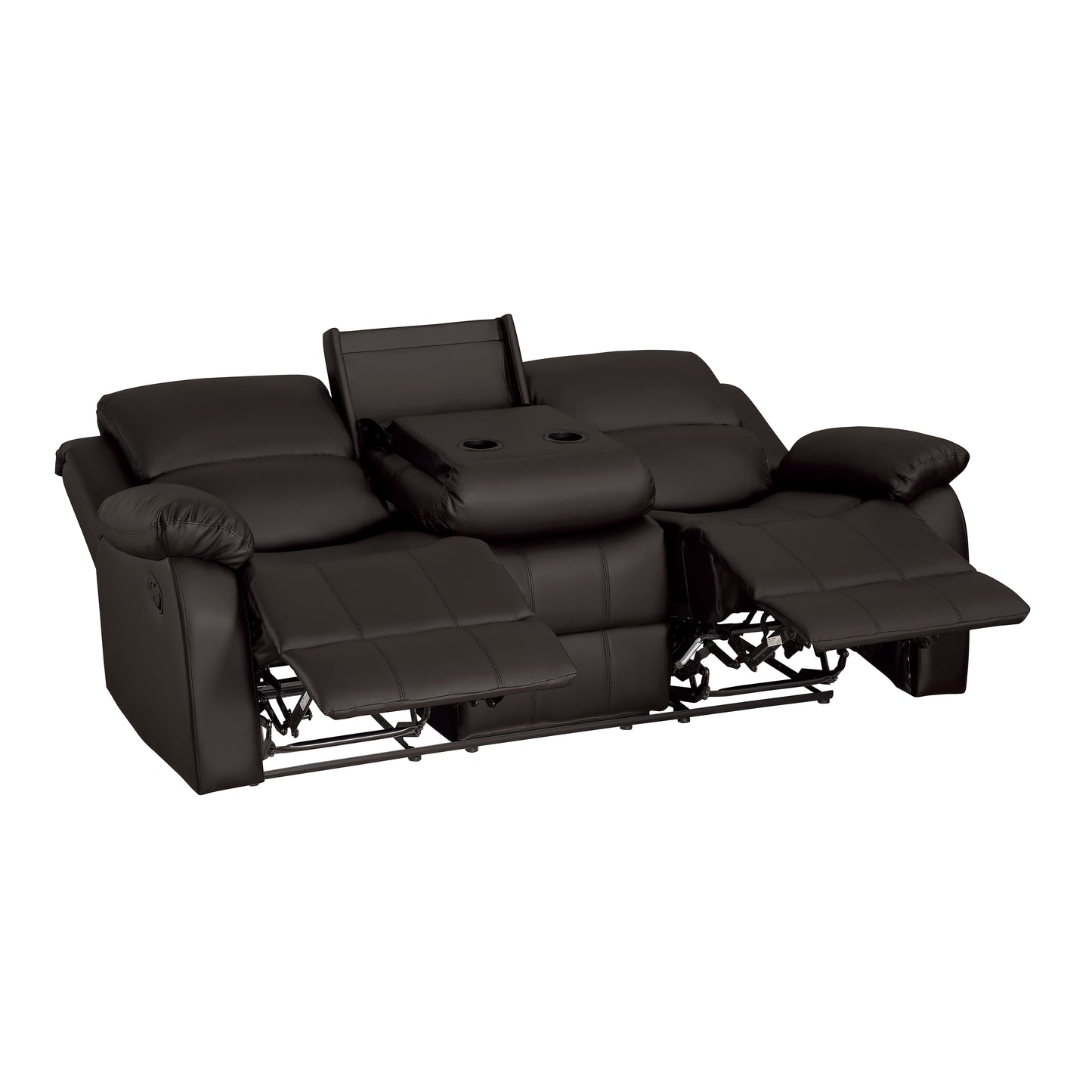 Homelegance Clarkdale Dark Brown Faux Leather Double Reclining Sofa 9928DBR-3