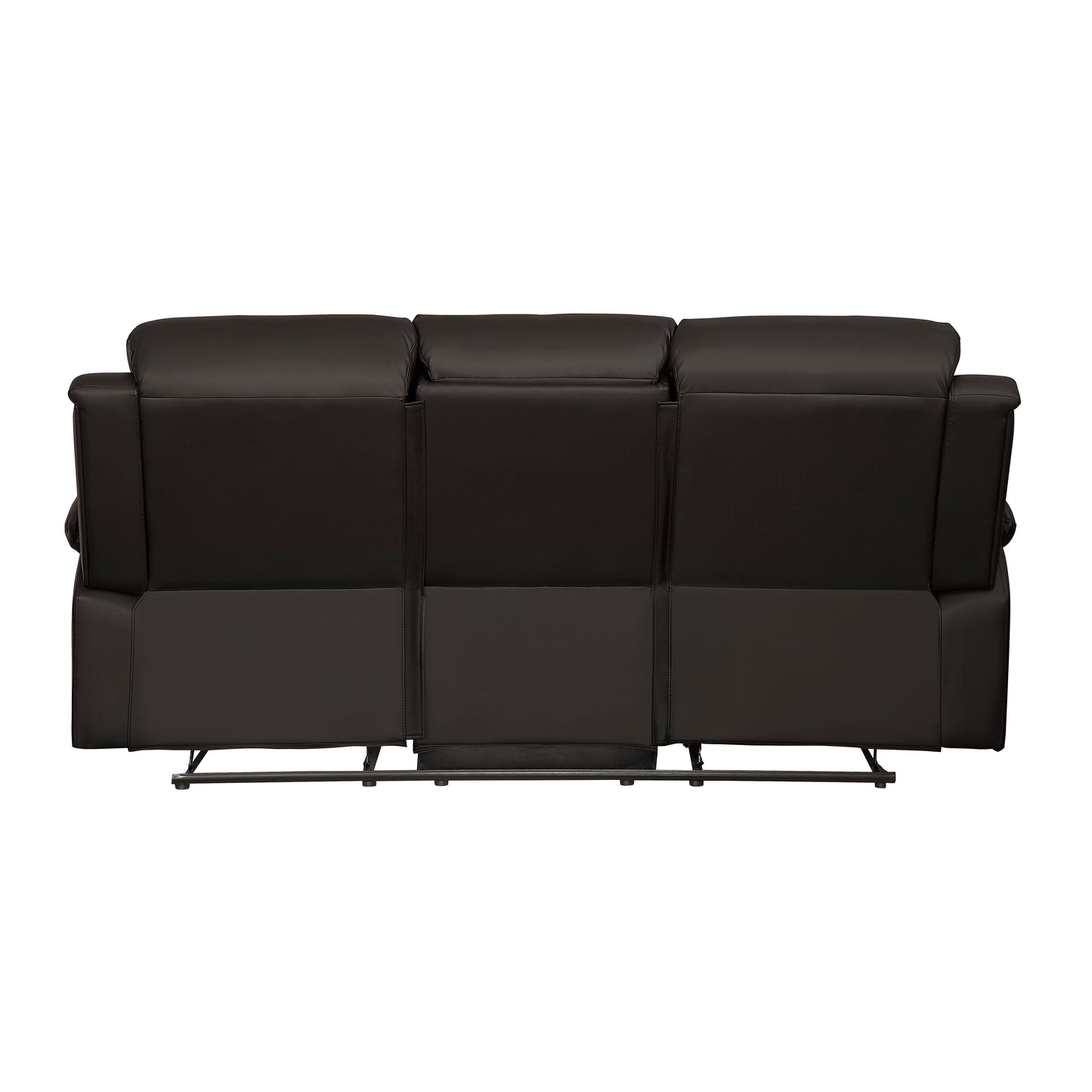 Homelegance Clarkdale Dark Brown Faux Leather Double Reclining Sofa 9928DBR-3