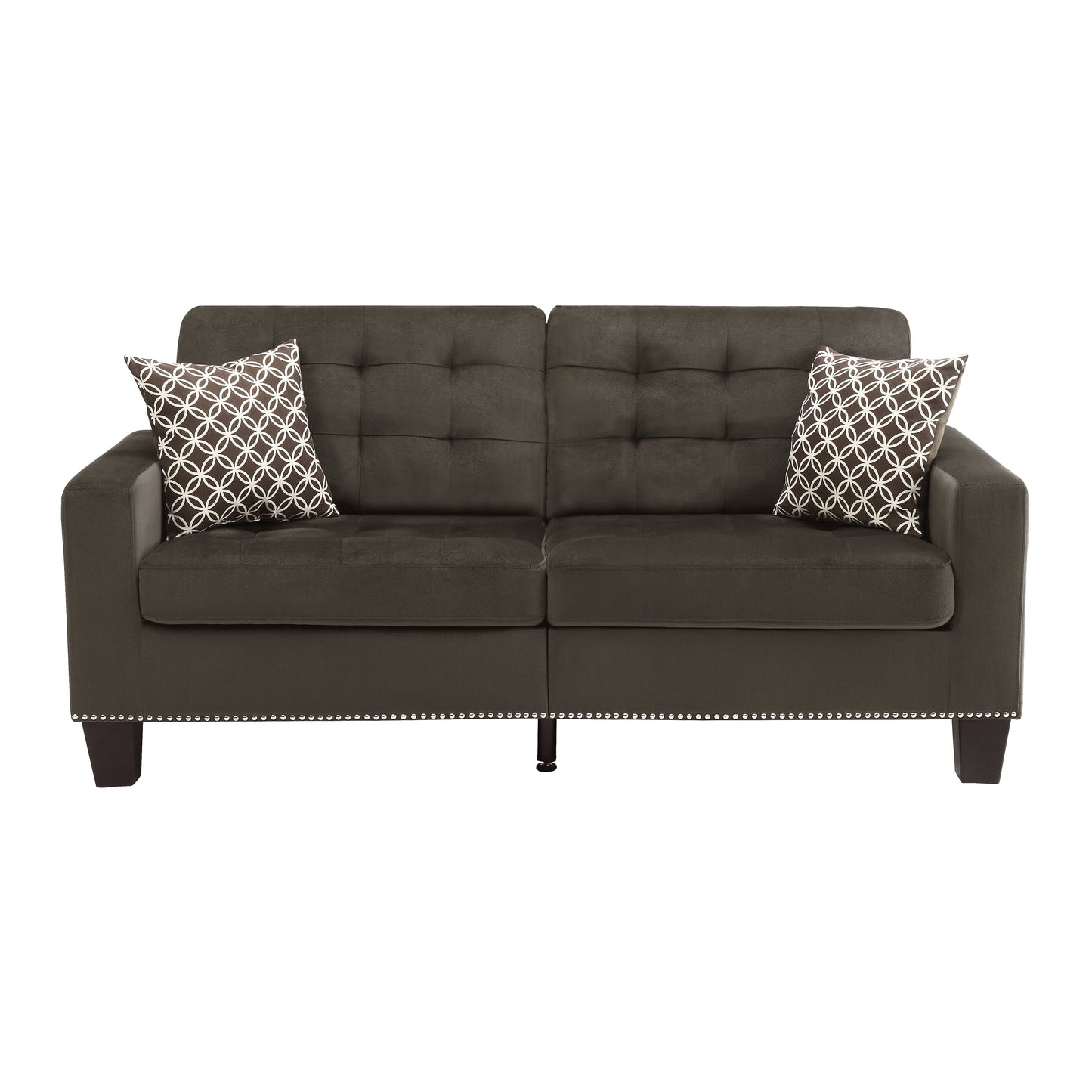 Homelegance Lantana Sectional Sofa in Rich Chocolate with Decorative Pillows 9957CH-3