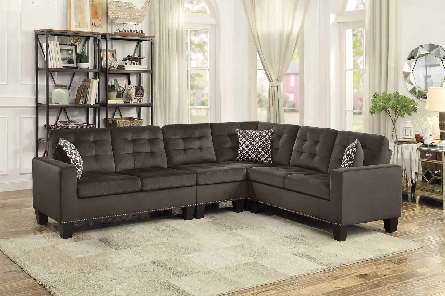 Homelegance Lantana Sectional Sofa in Charcoal 9957CH-SC