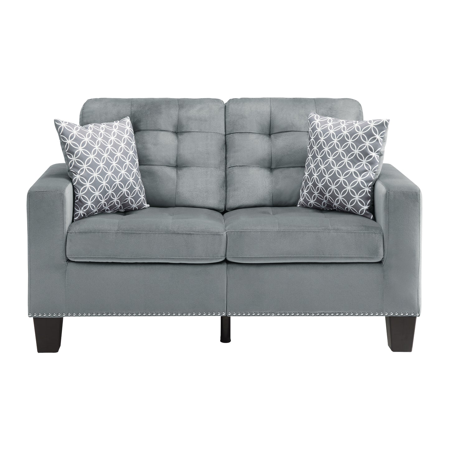 Homelegance Lantana Loveseat Gray Microfiber Upholstery Tufted Detail 9957GY-2