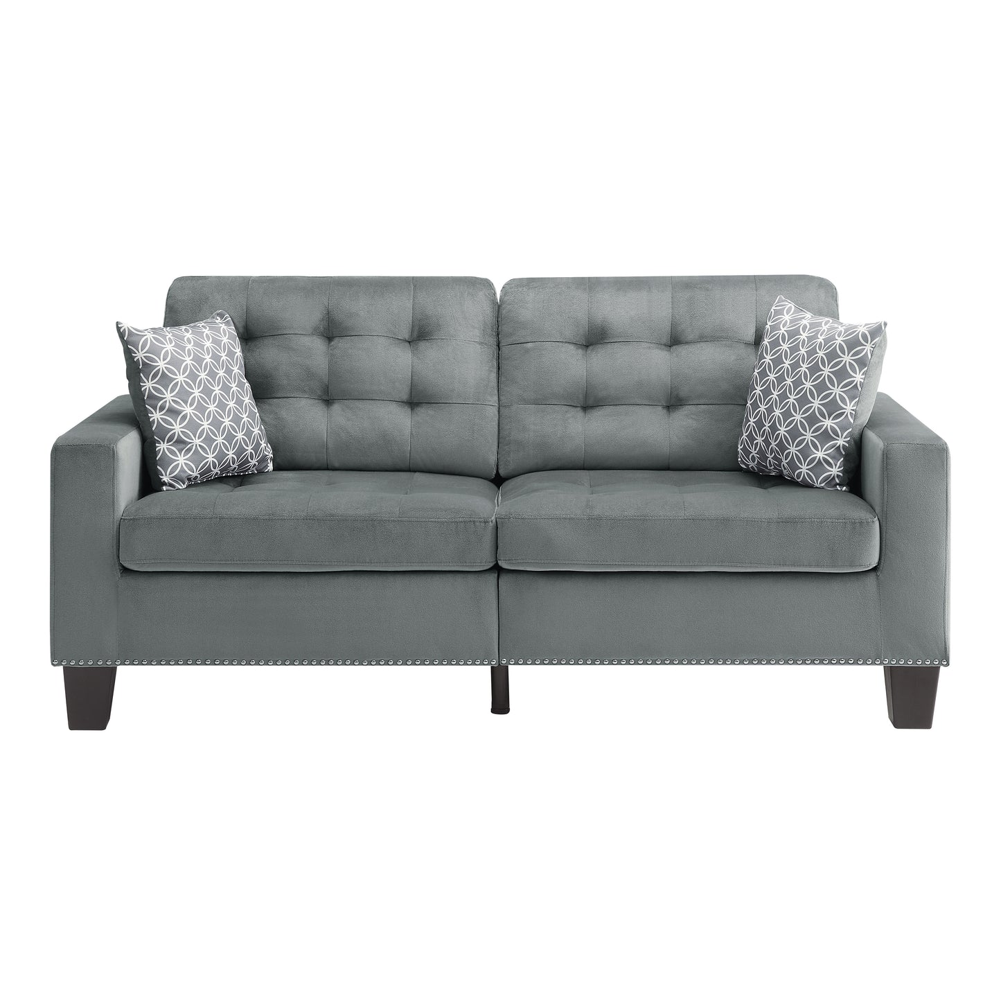 Homelegance Lantana Sectional Sofa Soft Gray Upholstered with Decorative Pillows 9957GY-3