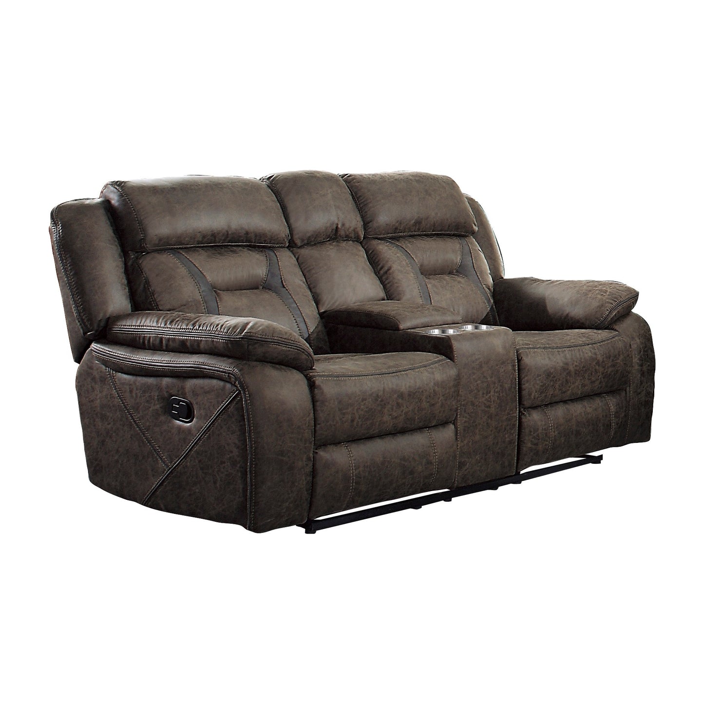 Homelegance Madrona Hill Dark Brown Reclining Loveseat with Center Console 9989DB-2