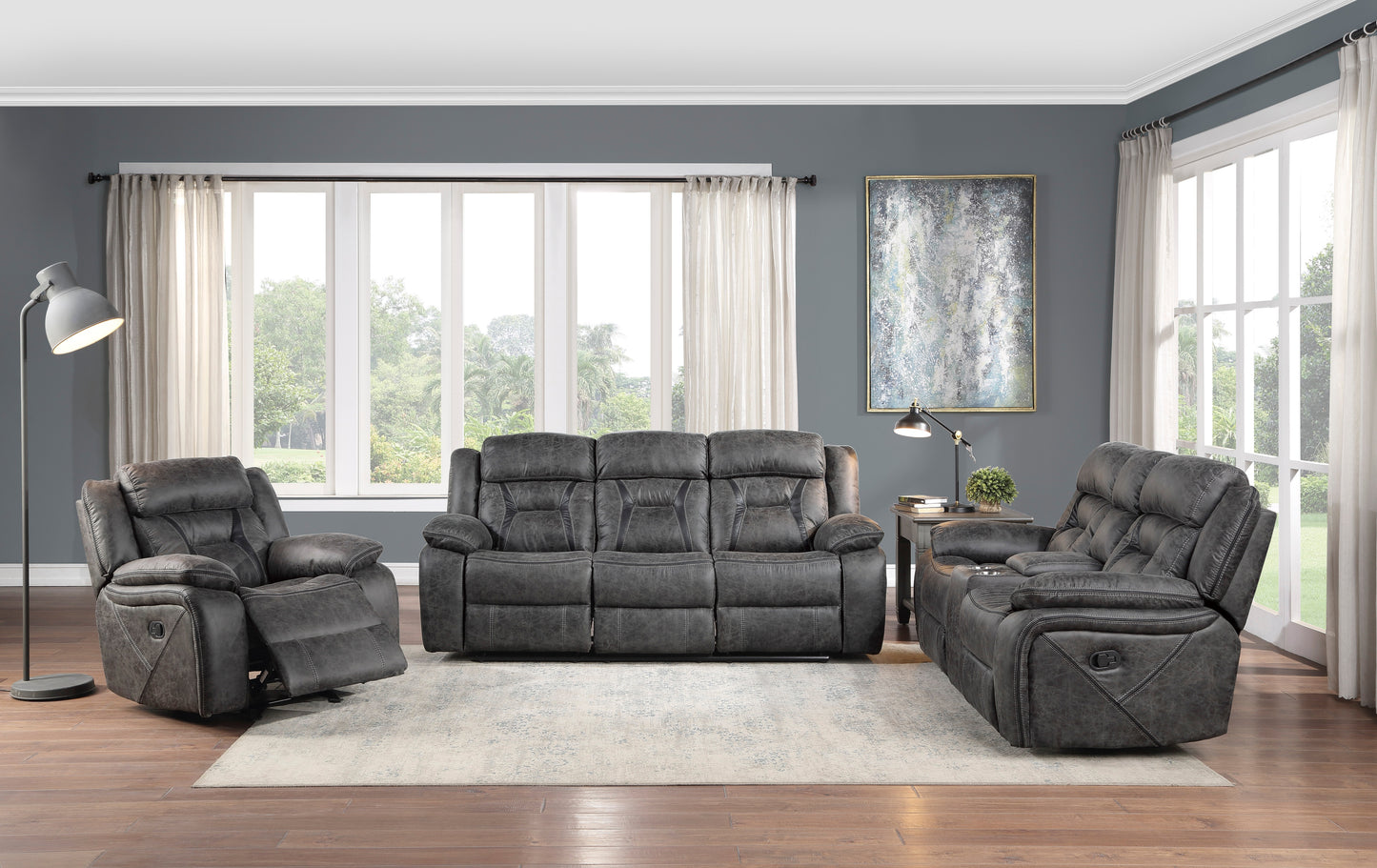 Homelegance Madrona Hill Glider Recliner Chair in Gray 9989GY-1