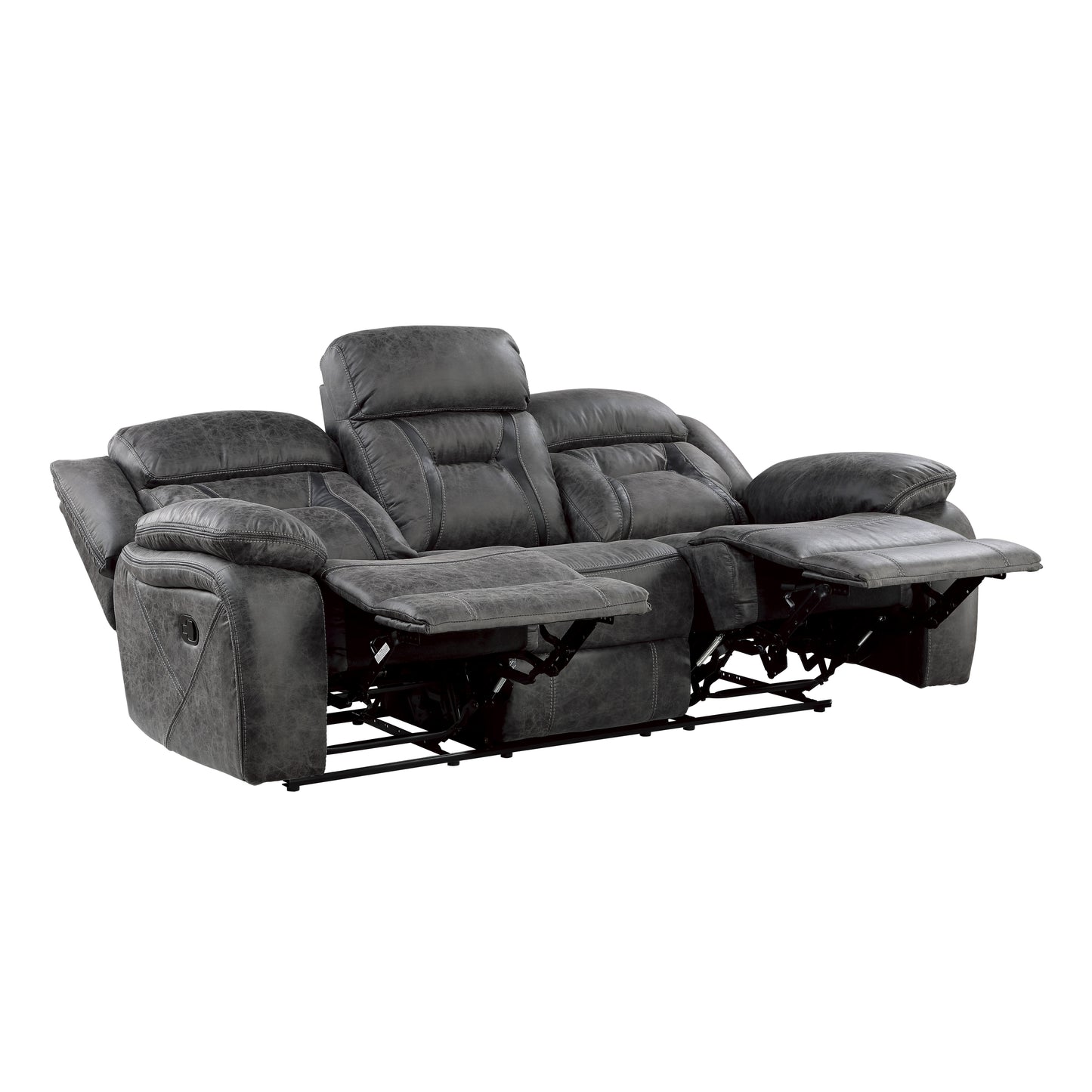 Homelegance Madrona Hill Gray Polished Microfiber Dual Reclining Sectional 9989GY-3