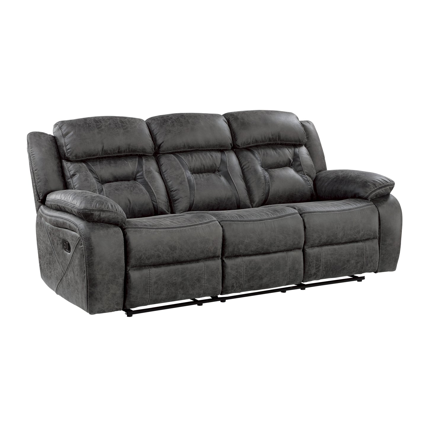 Homelegance Madrona Hill Gray Polished Microfiber Dual Reclining Sectional 9989GY-3