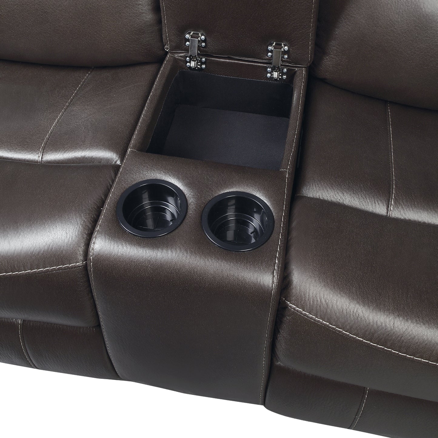 Homelegance Yerba Dark Brown Glider Reclining Loveseat with Center Console 9990DB-2