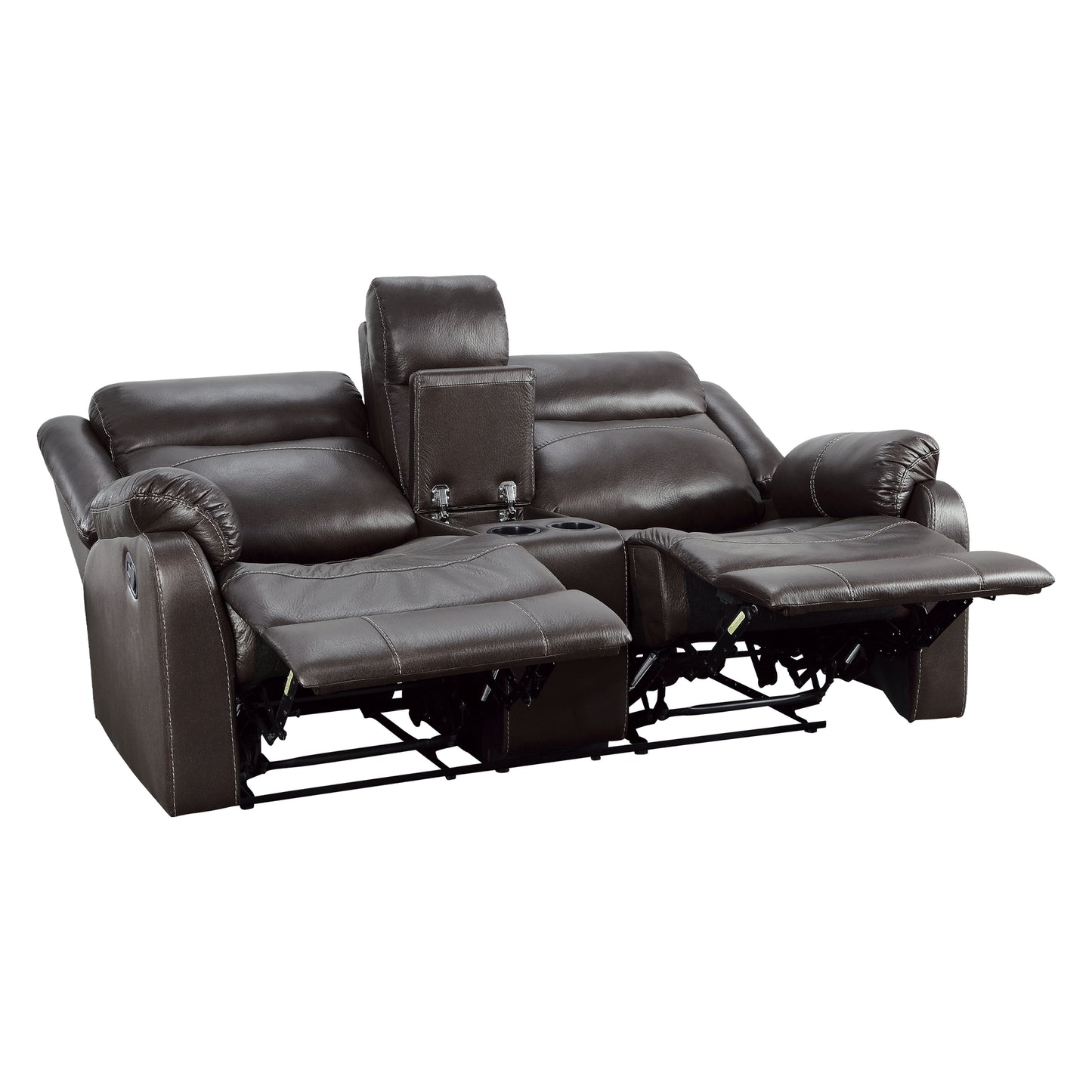 Homelegance Yerba Dark Brown Glider Reclining Loveseat with Center Console 9990DB-2