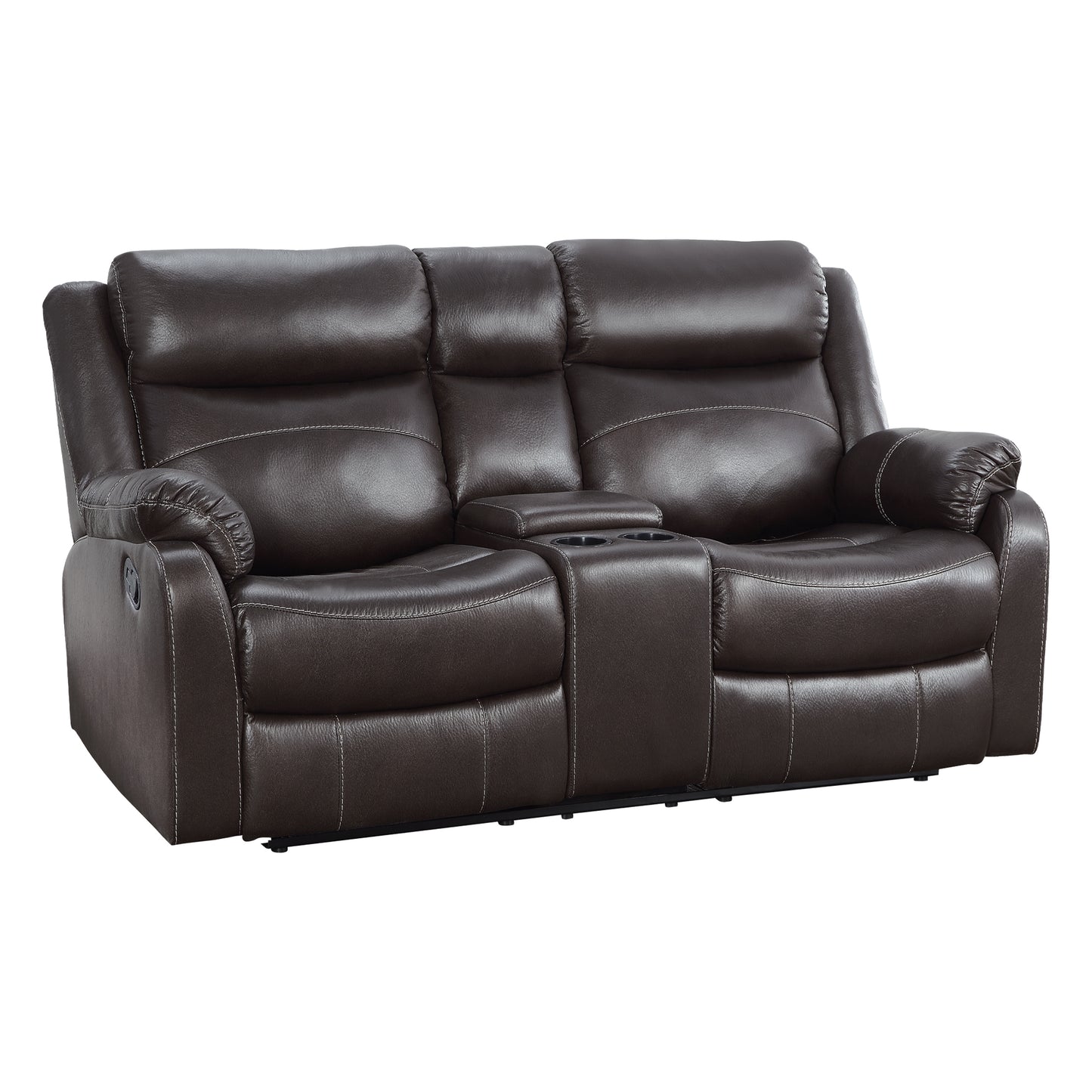 Homelegance Yerba Dark Brown Glider Reclining Loveseat with Center Console 9990DB-2