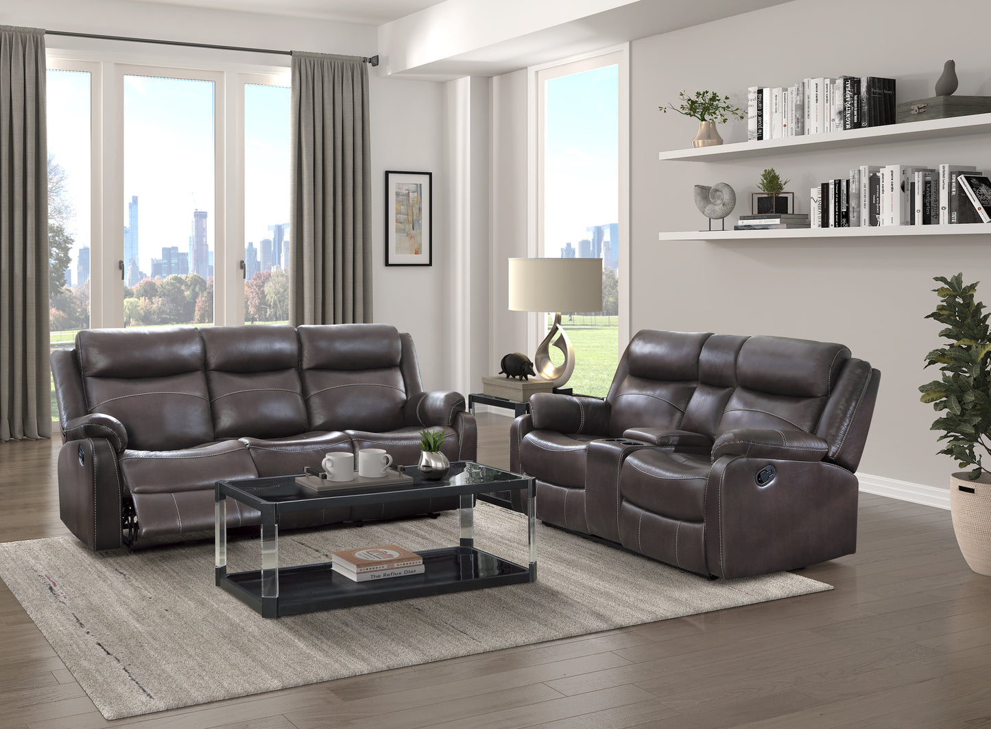 Homelegance Yerba Dark Brown Reclining Sectional Sofa 9990DB-3