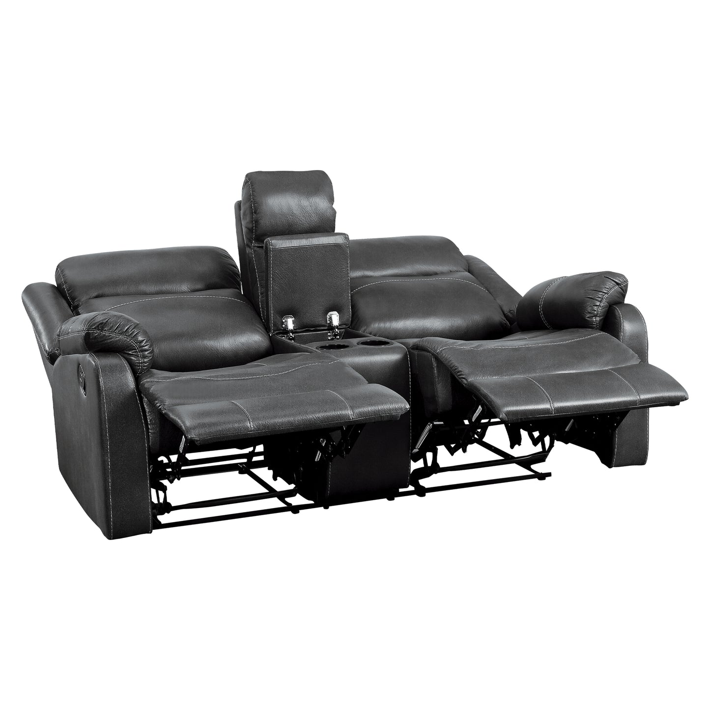 Homelegance Yerba Glider Reclining Gray with Center Console 9990GY-2