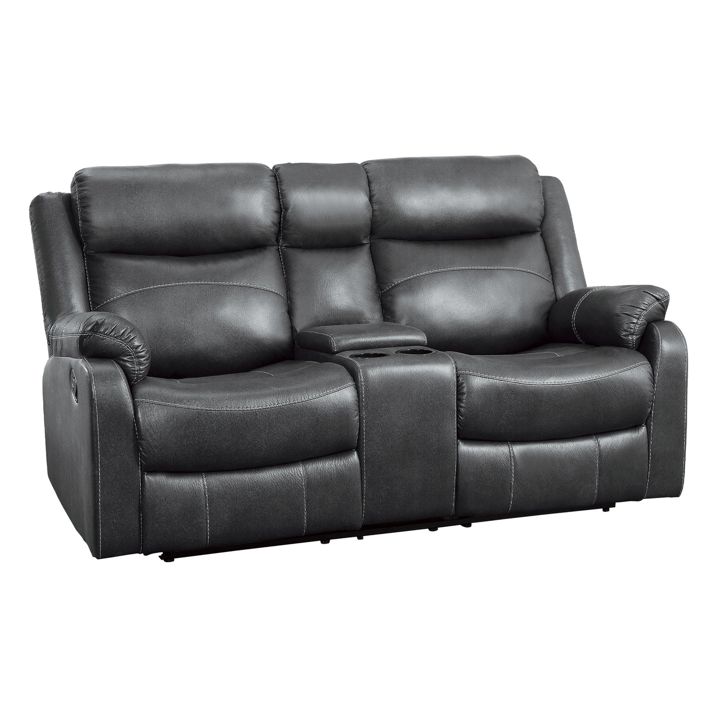 Homelegance Yerba Glider Reclining Gray with Center Console 9990GY-2