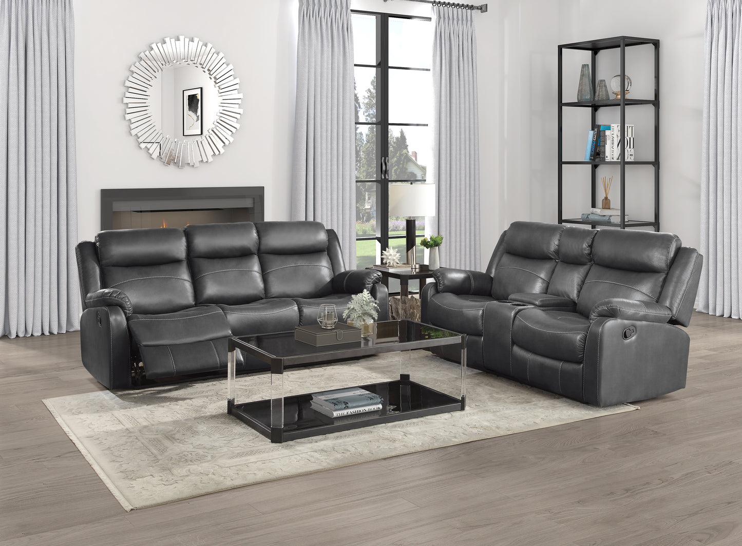 Homelegance Yerba Dark Gray Reclining Sectional Sofa 9990GY-3