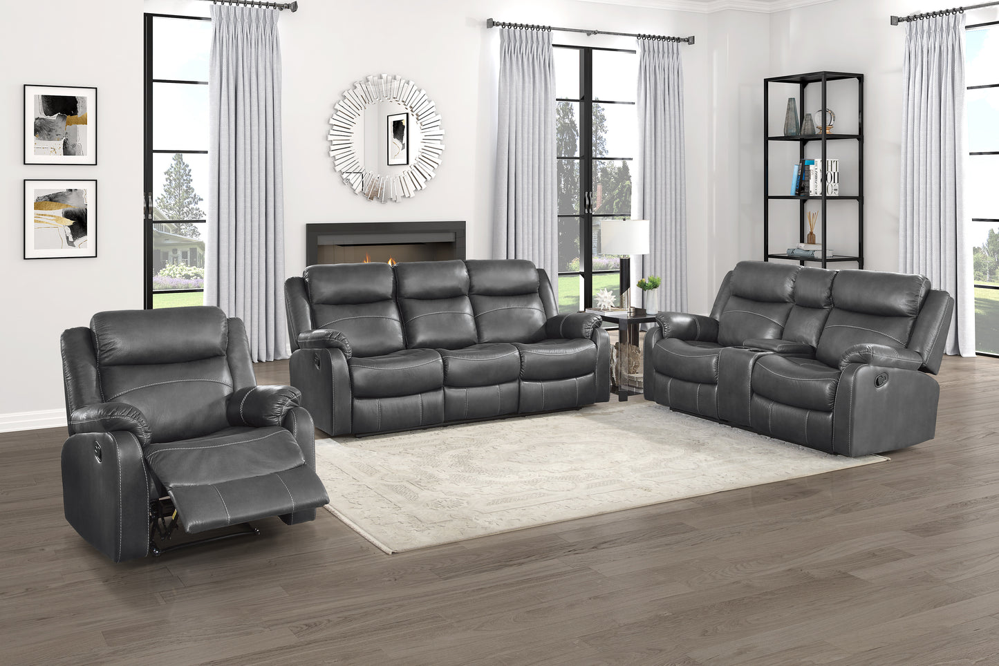 Homelegance Yerba Reclining Chair in Gray Polished Microfiber 9990GY-1