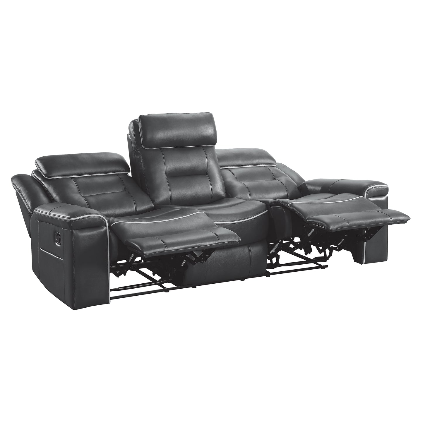 Homelegance Darwan Dark Gray Faux Leather Dual Reclining Sectional Sofa 9999DG-3