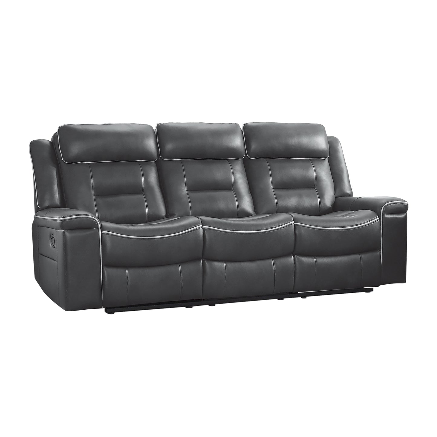Homelegance Darwan Dark Gray Faux Leather Dual Reclining Sectional Sofa 9999DG-3