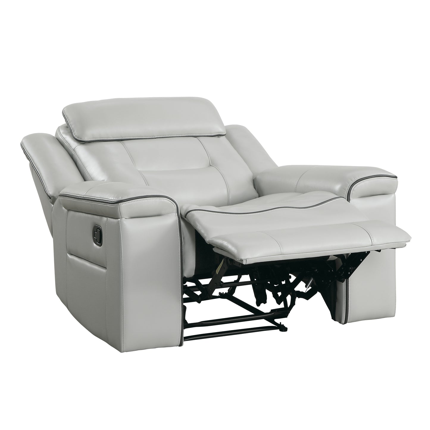 Homelegance Darwan Reclining Chair in Light Gray Faux Leather 9999GY-1
