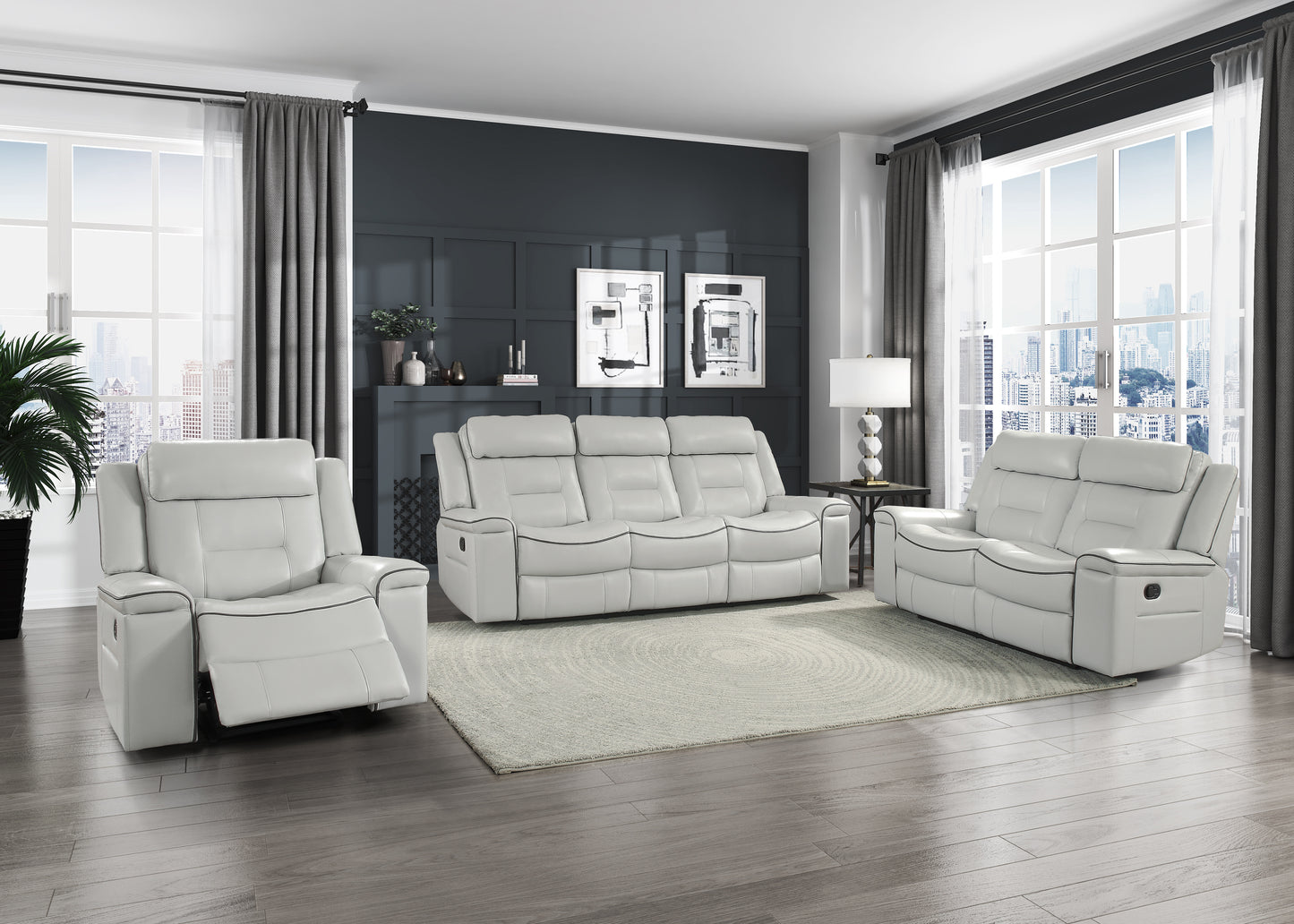 Homelegance Darwan Reclining Chair in Light Gray Faux Leather 9999GY-1